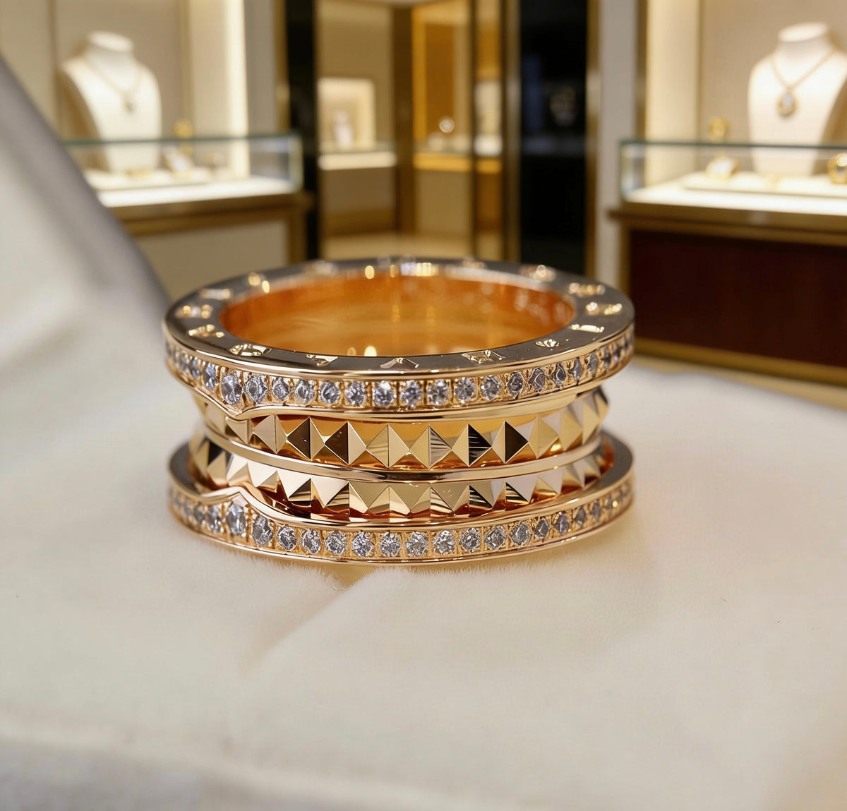 rose gold crystal rose Ring for men - alternate angle view 5