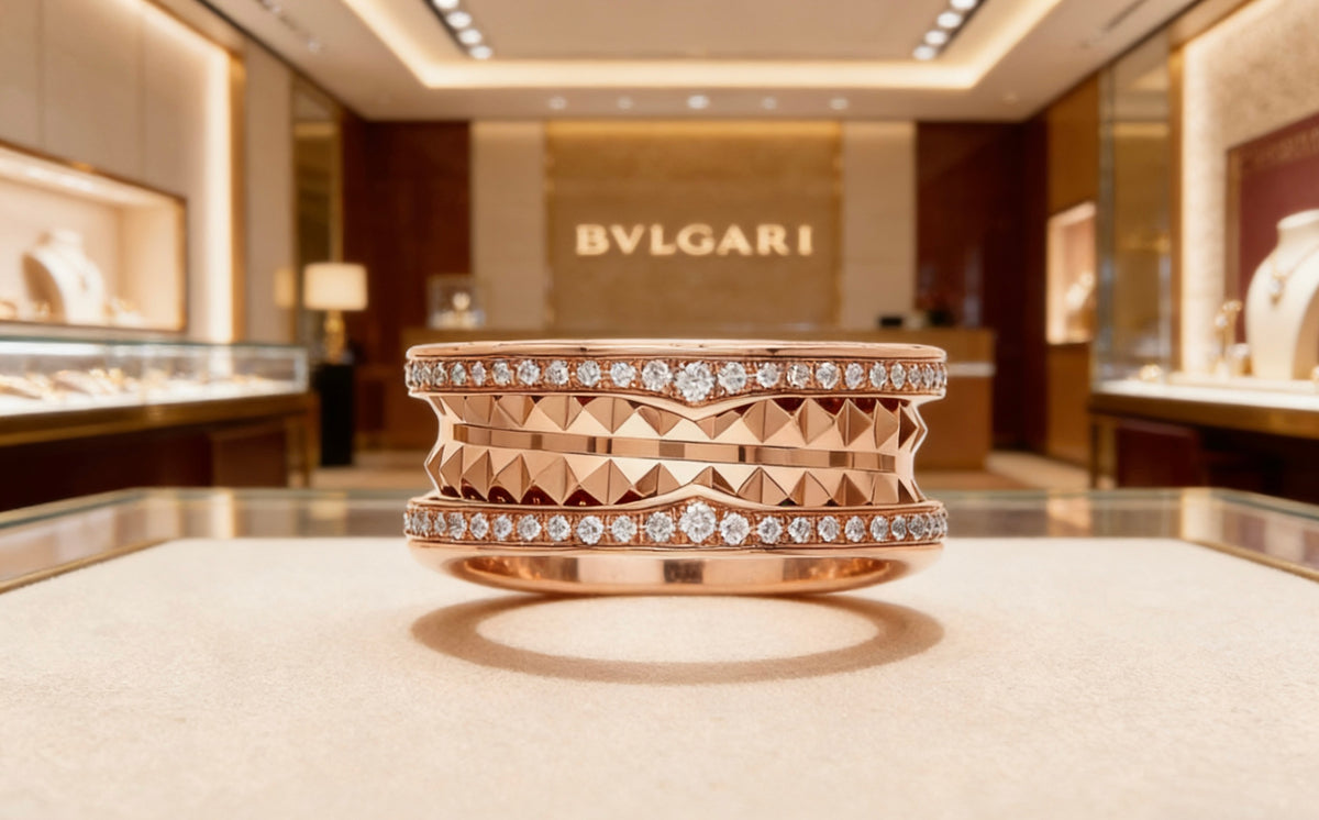 rose gold crystal rose Ring for men - alternate angle view 7