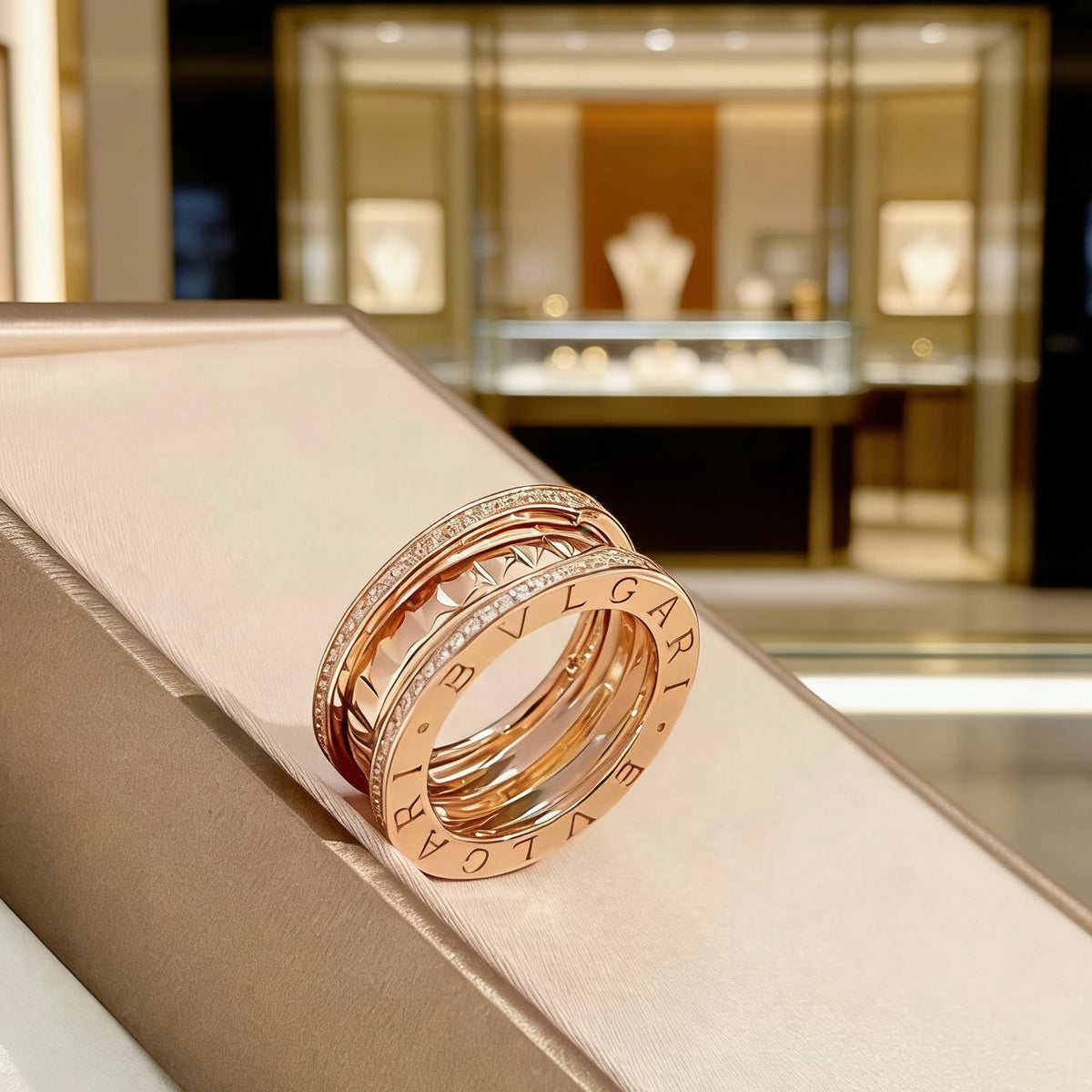 rose gold crystal rose Ring for men - alternate angle view 6