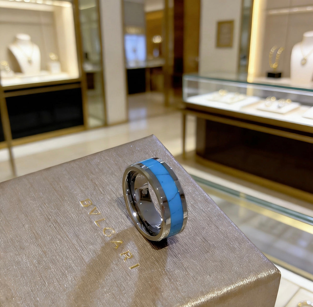 green stone inlaid Ring for men - alternate angle view 7