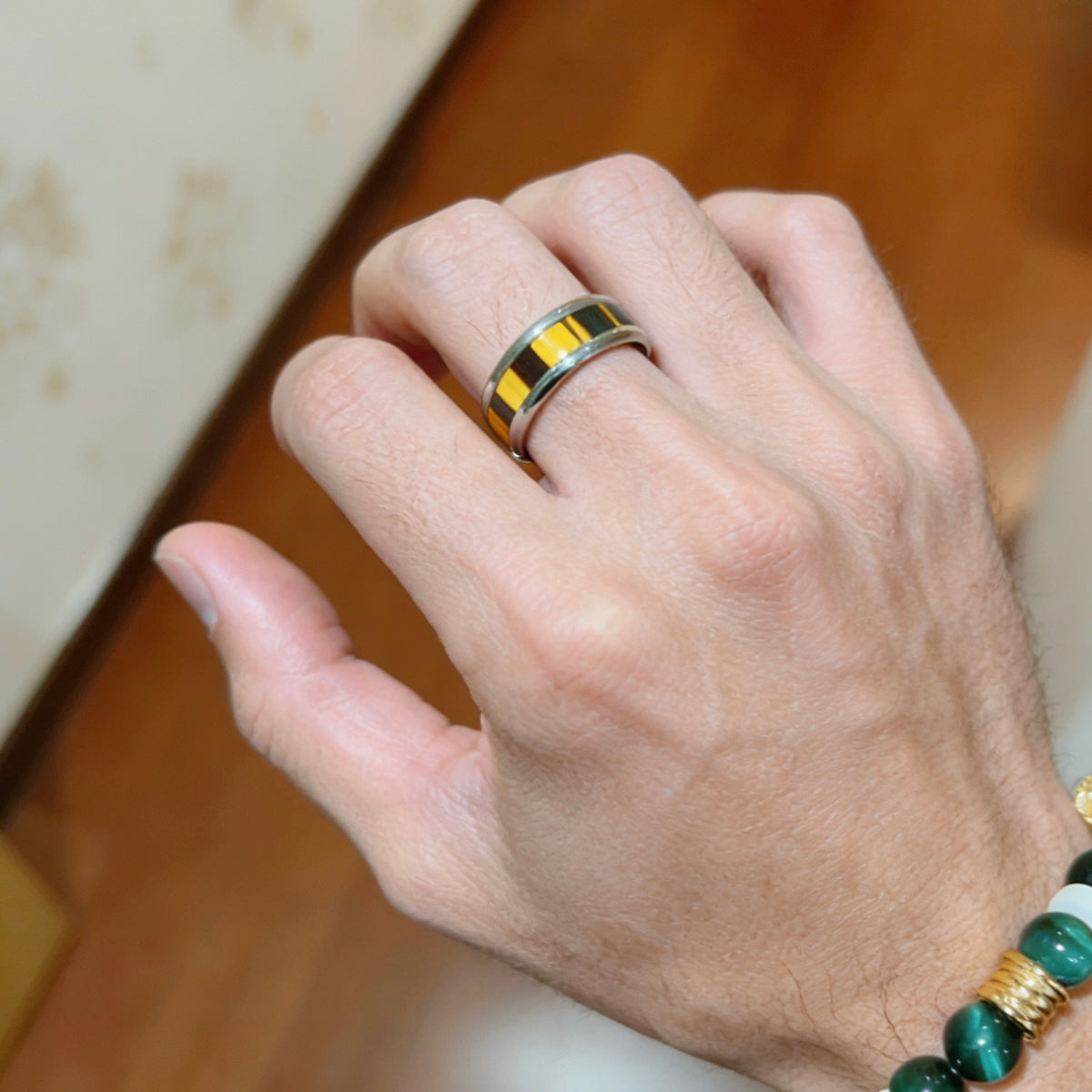 gold minimalist Ring for men - alternate angle view 8