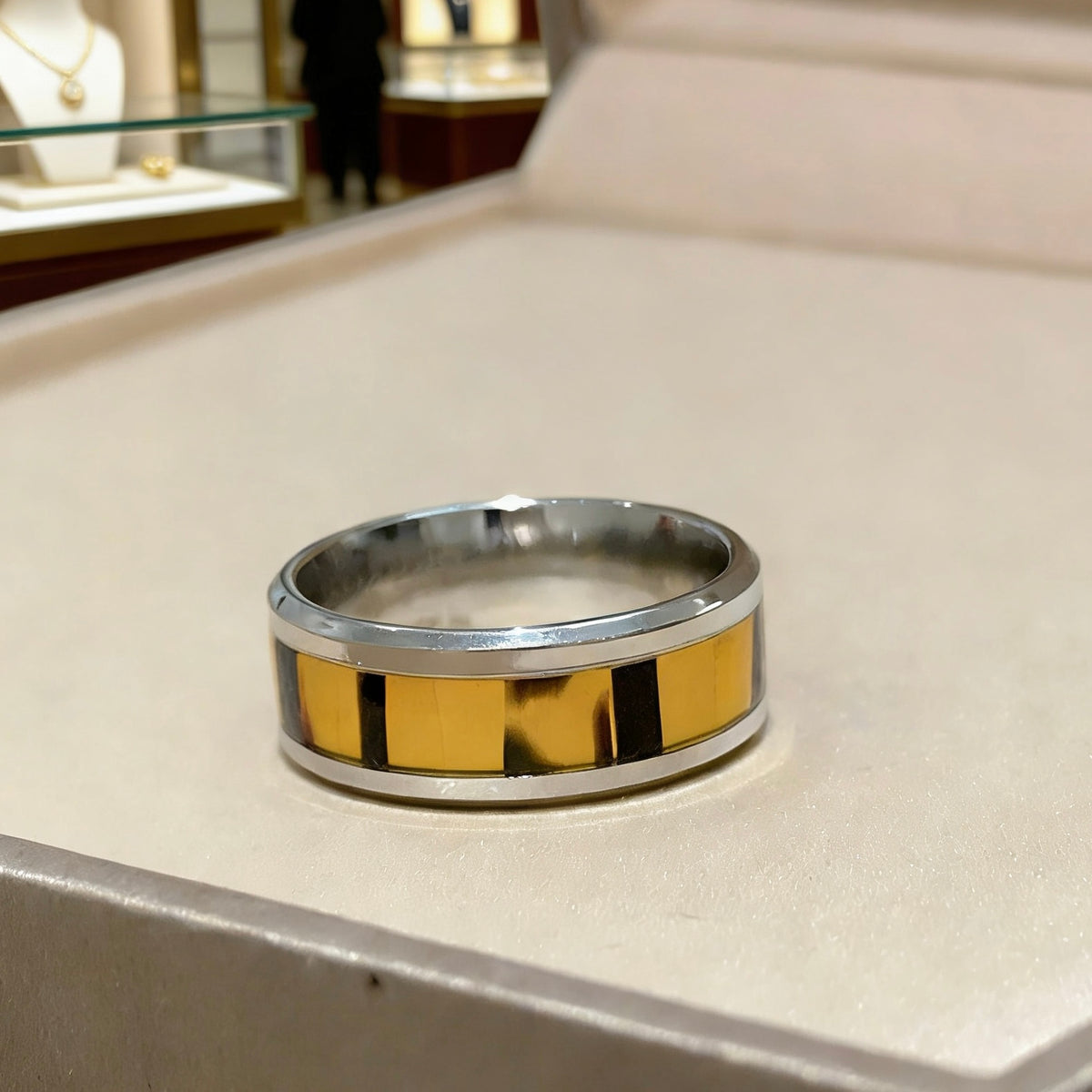 gold minimalist Ring for men - alternate angle view 2