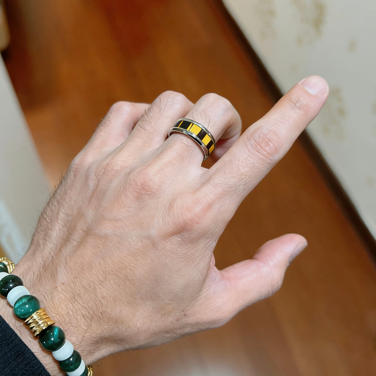 gold minimalist Ring for men - alternate angle view 3