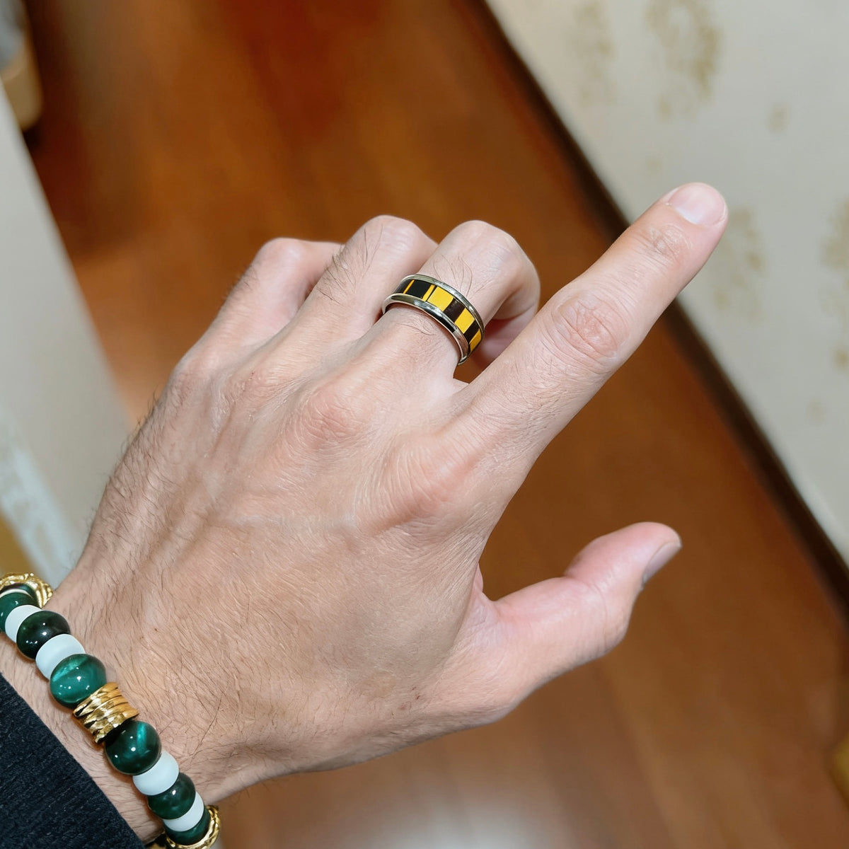 gold minimalist Ring for men - alternate angle view 6