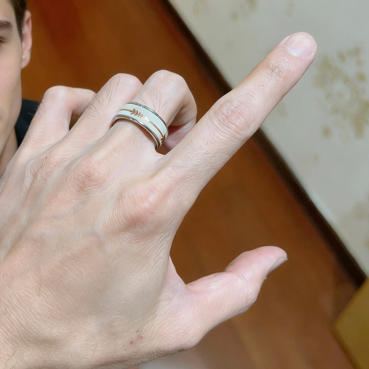 gold minimalist Ring for men - alternate angle view 6