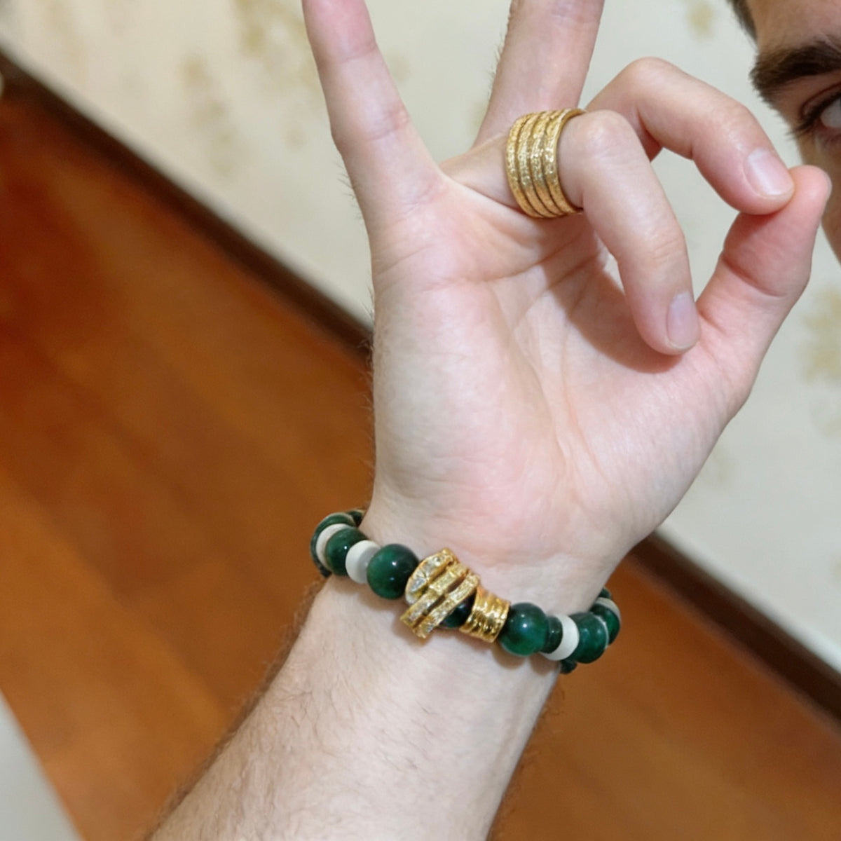 gold minimalist Ring for men - alternate angle view 3