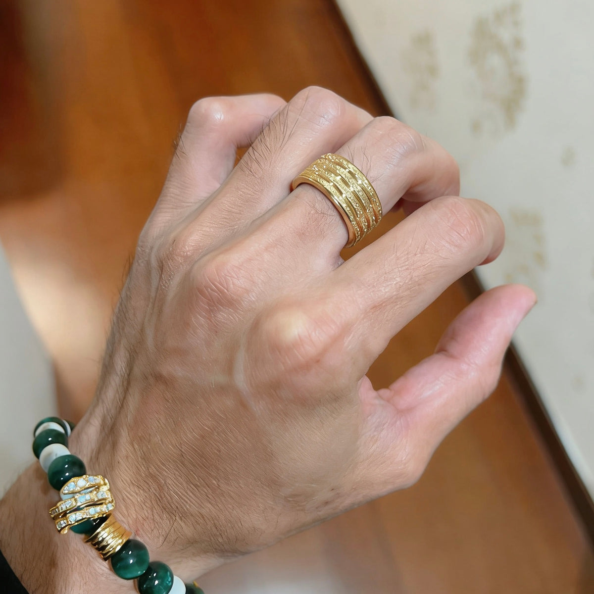 gold minimalist Ring for men - alternate angle view 6