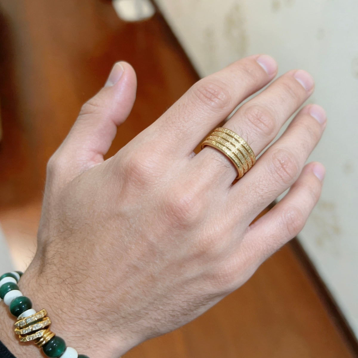 gold minimalist Ring for men - alternate angle view 8