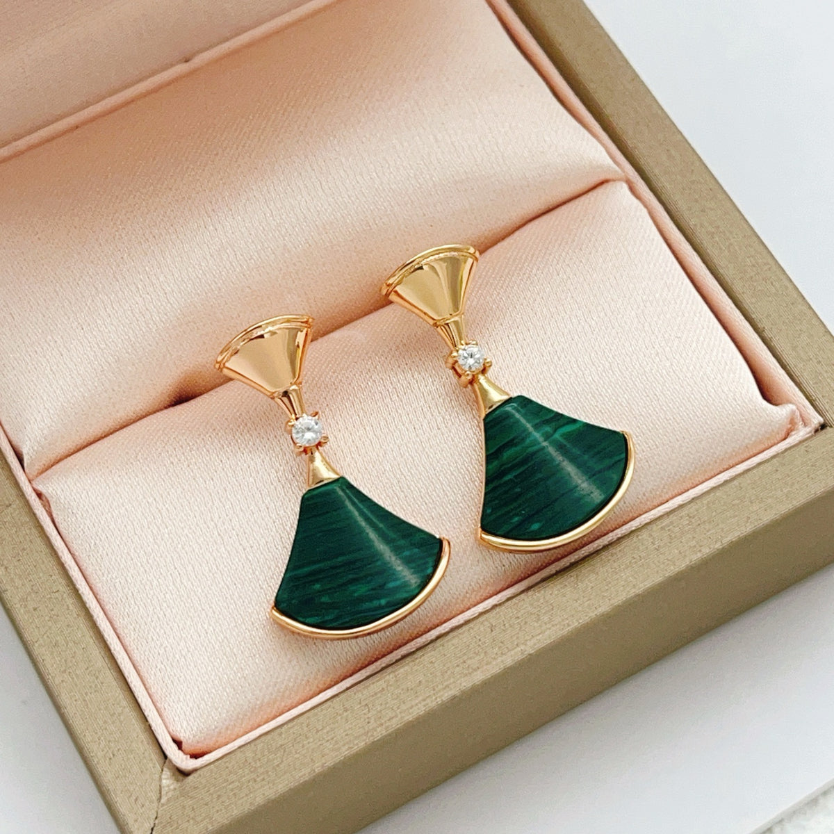 rose gold brass rose Stud Earrings for women - product detail view