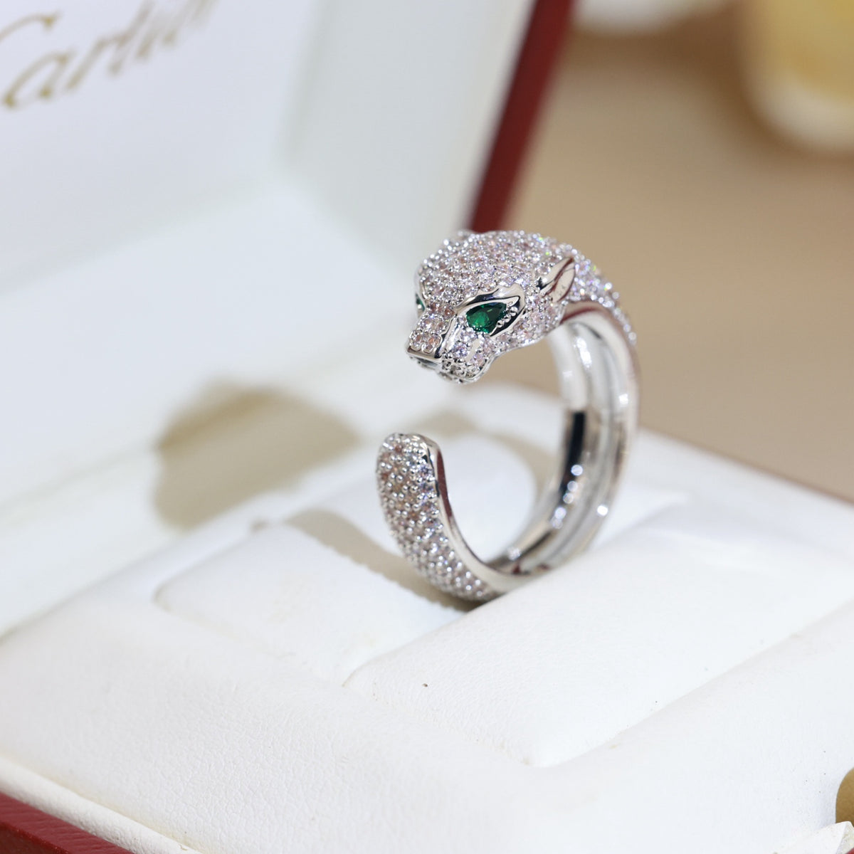 green crystal unique Ring for women - alternate angle view 6