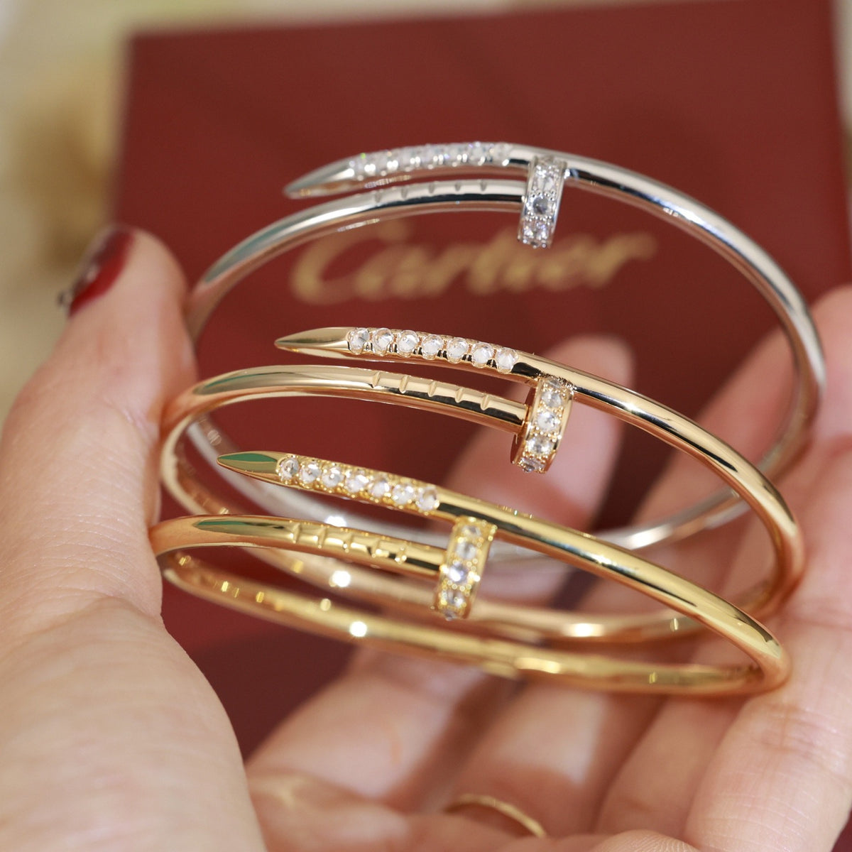 tricolor crystal Bangle for women - alternate angle view 3