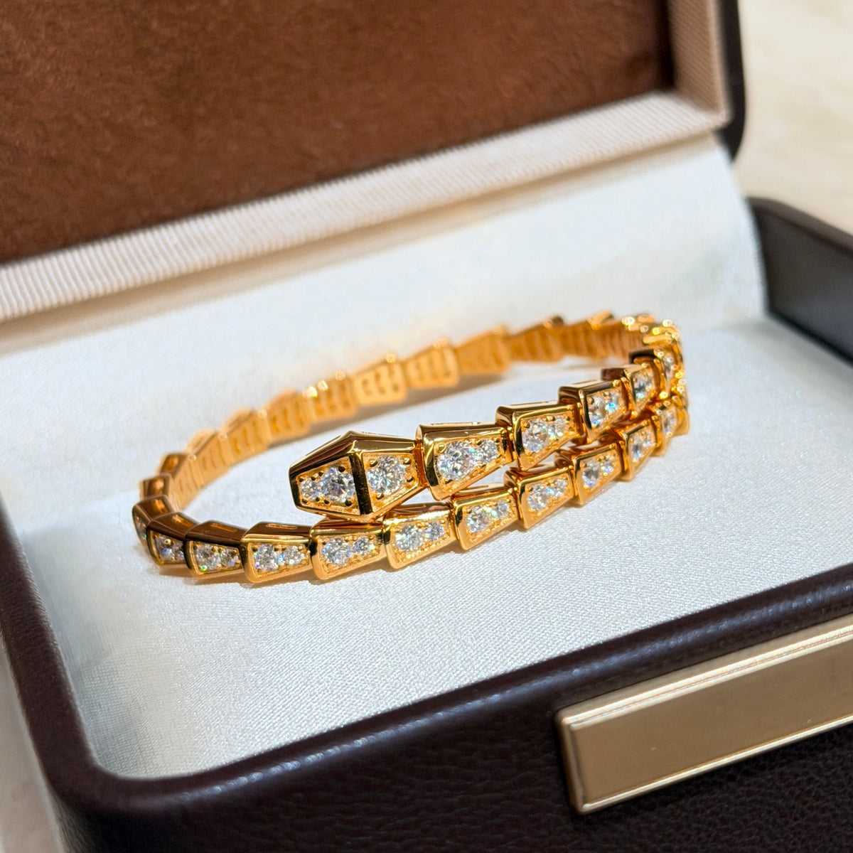 rose gold crystal rose Bangle for women - alternate angle view 3