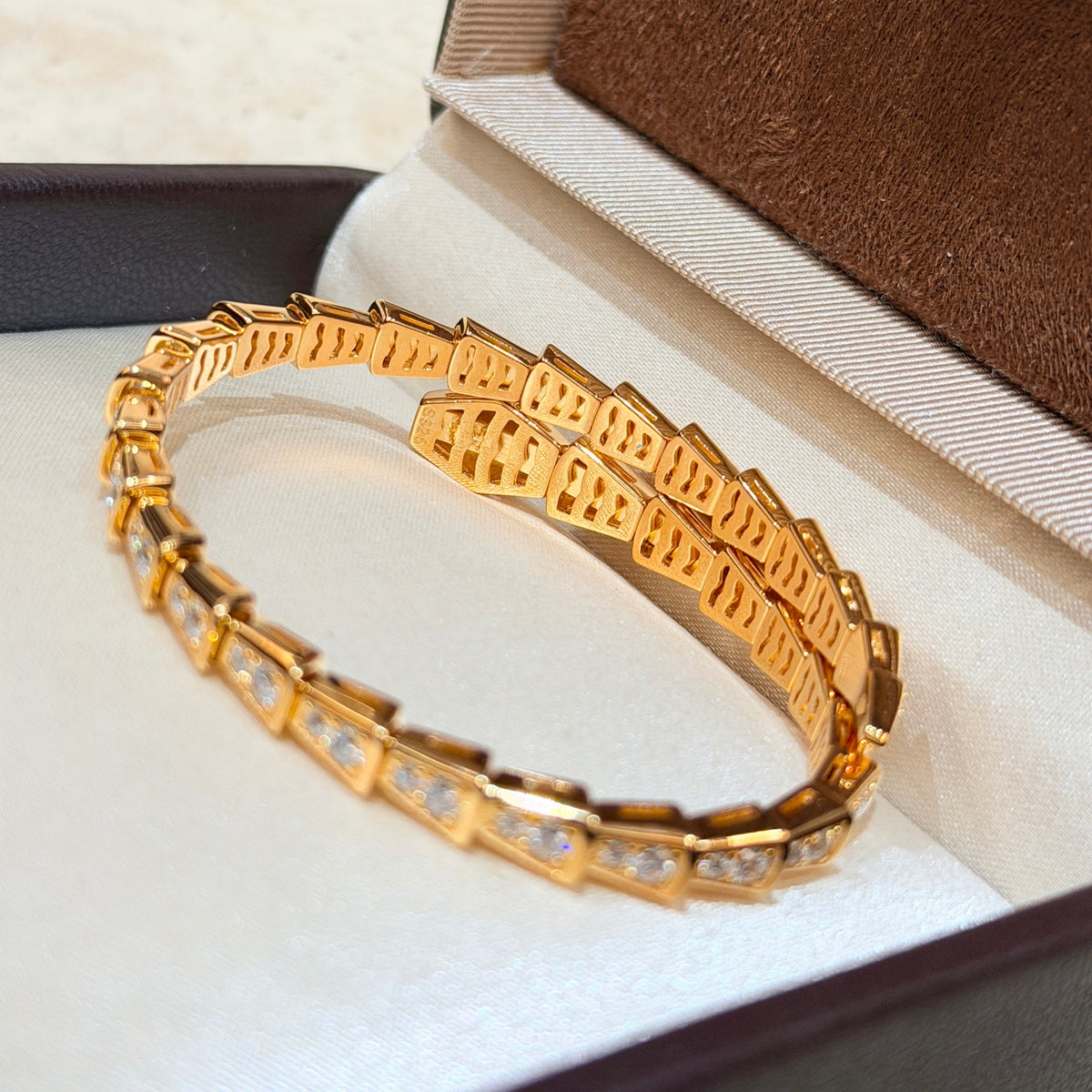 rose gold crystal rose Bangle for women - alternate angle view 9