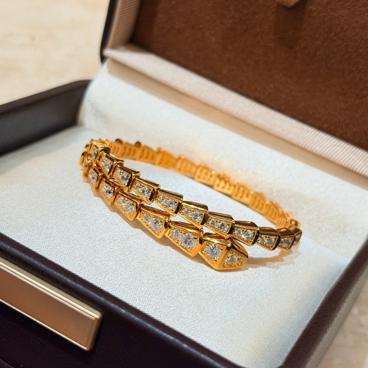 rose gold crystal rose Bangle for women - alternate angle view 7