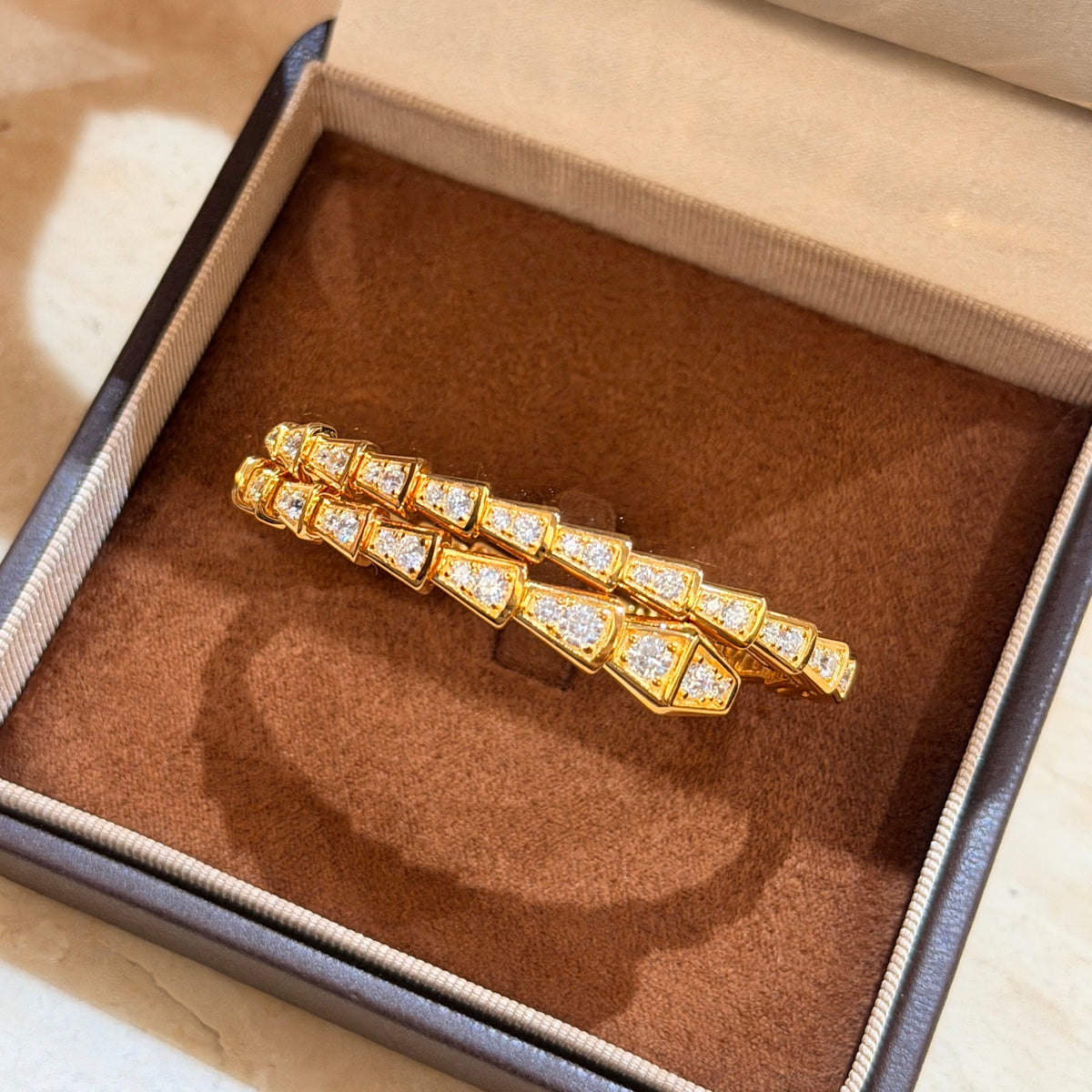 rose gold crystal rose Bangle for women - alternate angle view 5