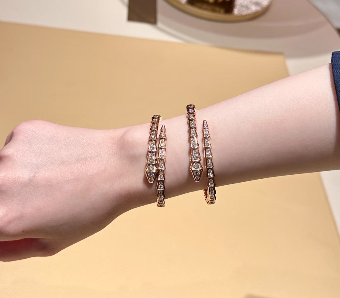 rose gold crystal rose Bangle for women - alternate angle view 4