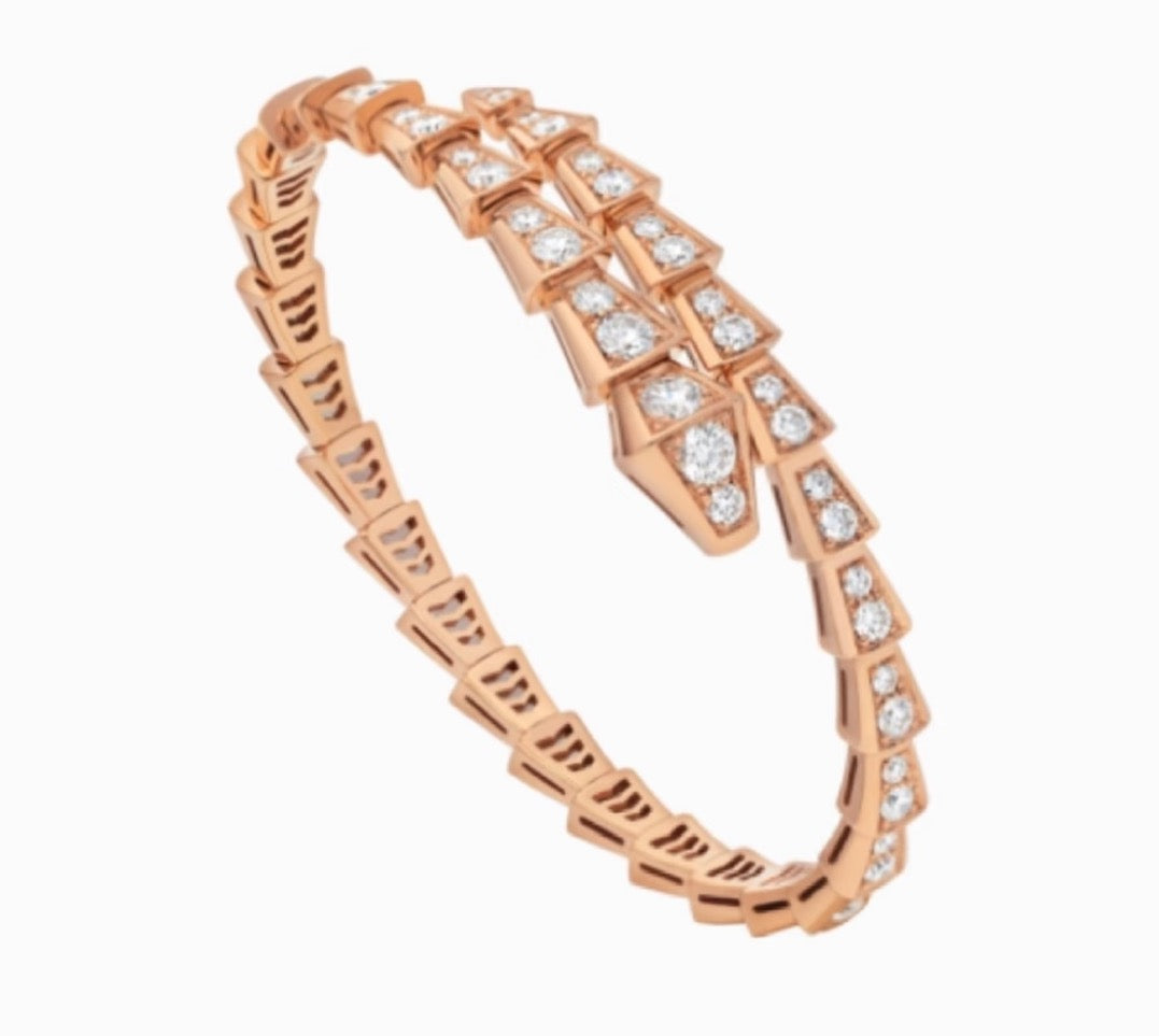 rose gold crystal rose Bangle for women - alternate angle view 2