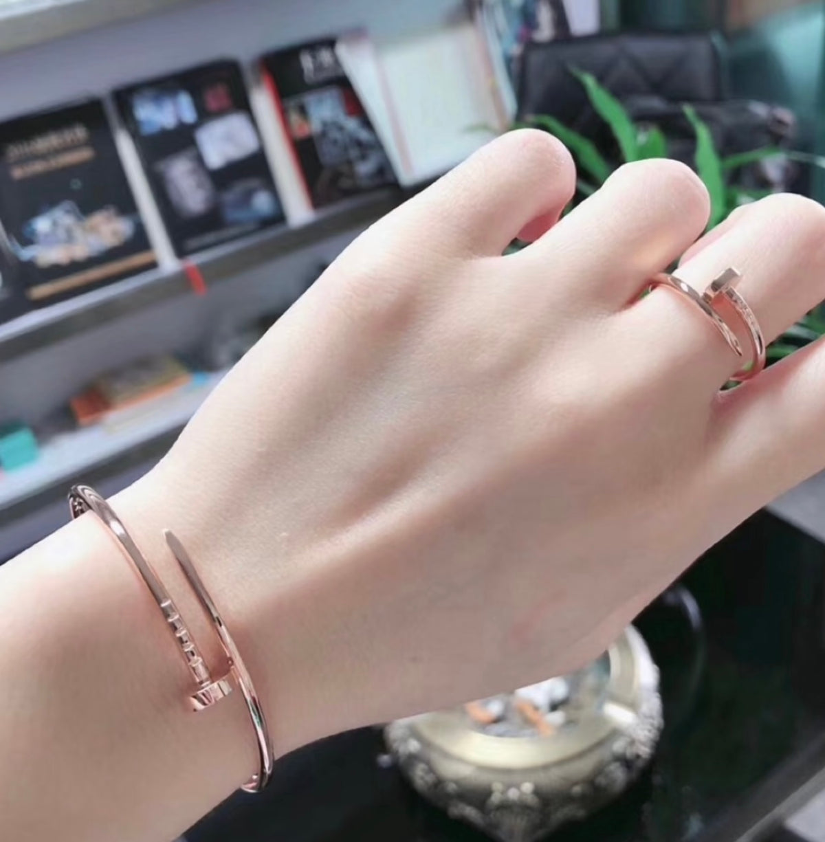 rose gold brass rose Ring for women - alternate angle view 6