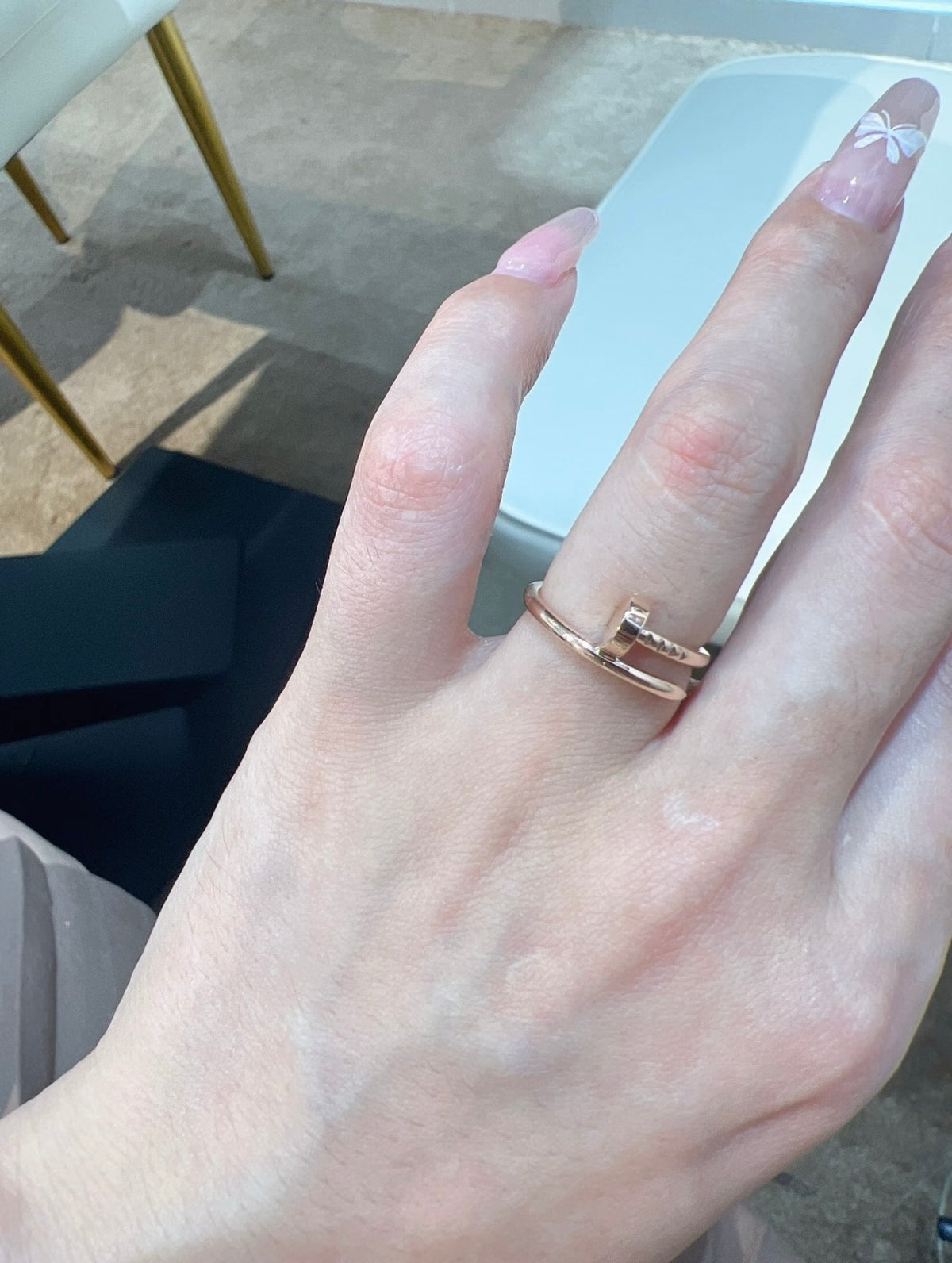 rose gold brass rose Ring for women - alternate angle view 7