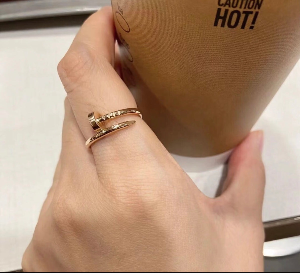 rose gold brass rose Ring for women - alternate angle view 4