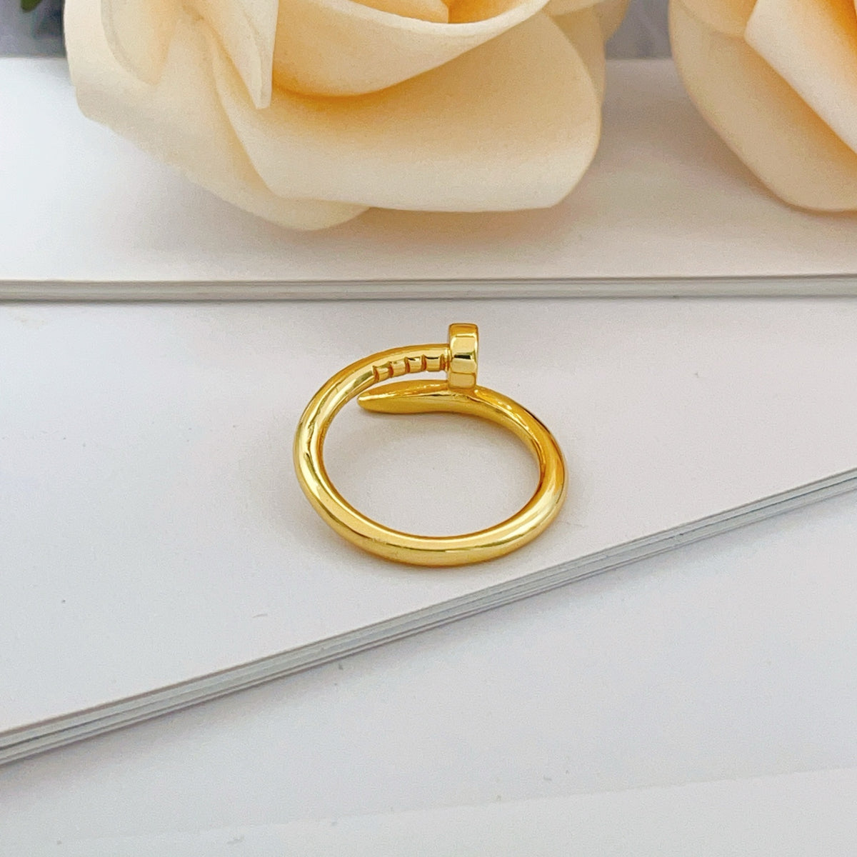 gold brass luxury Ring for women - alternate angle view 2