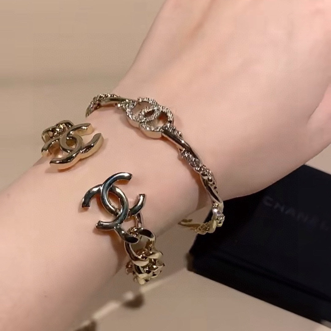 light gold crystal floral Bangle for women - alternate angle view 3
