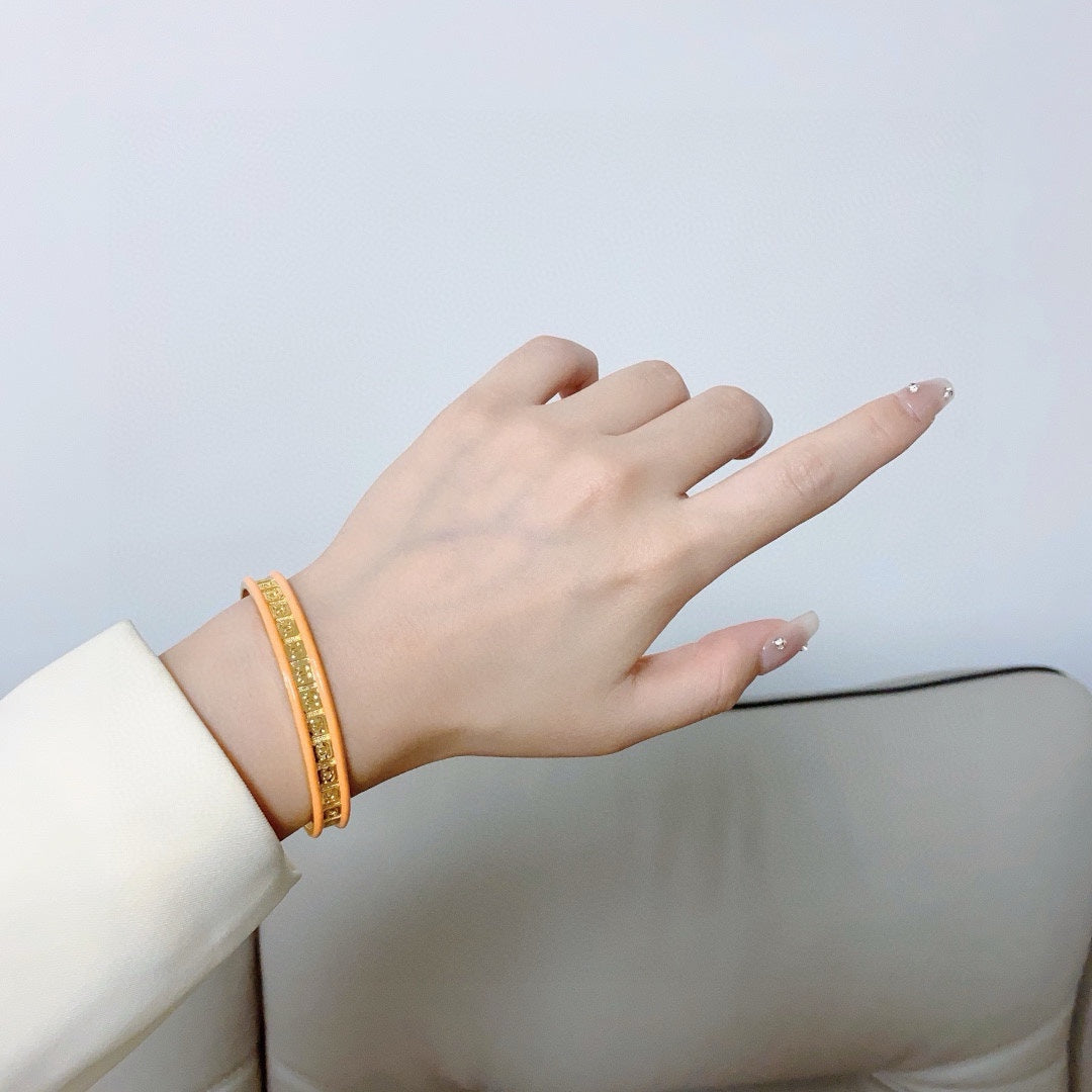 yellow letter Bangle for women - alternate angle view 2