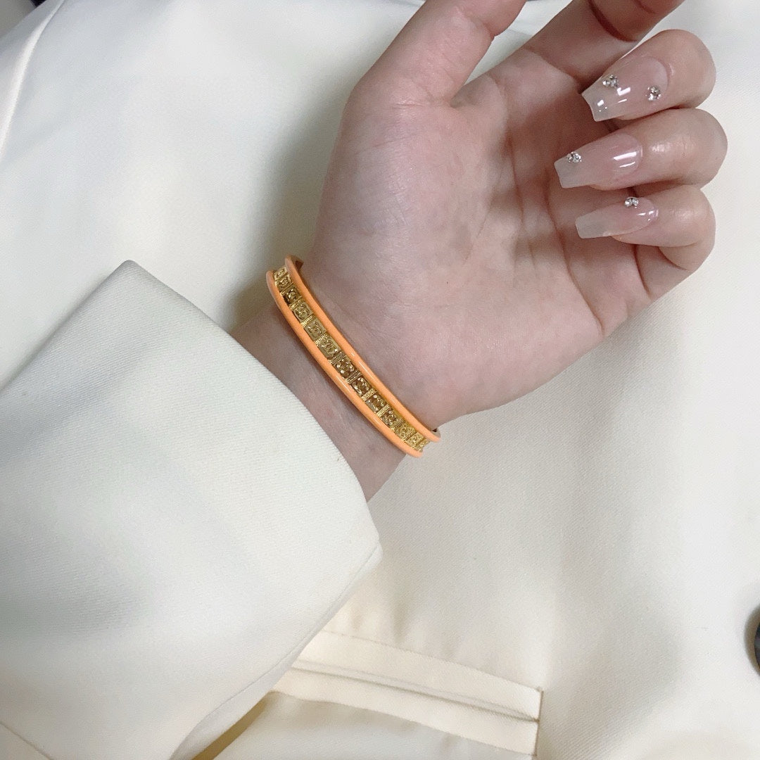 yellow letter Bangle for women - product detail view