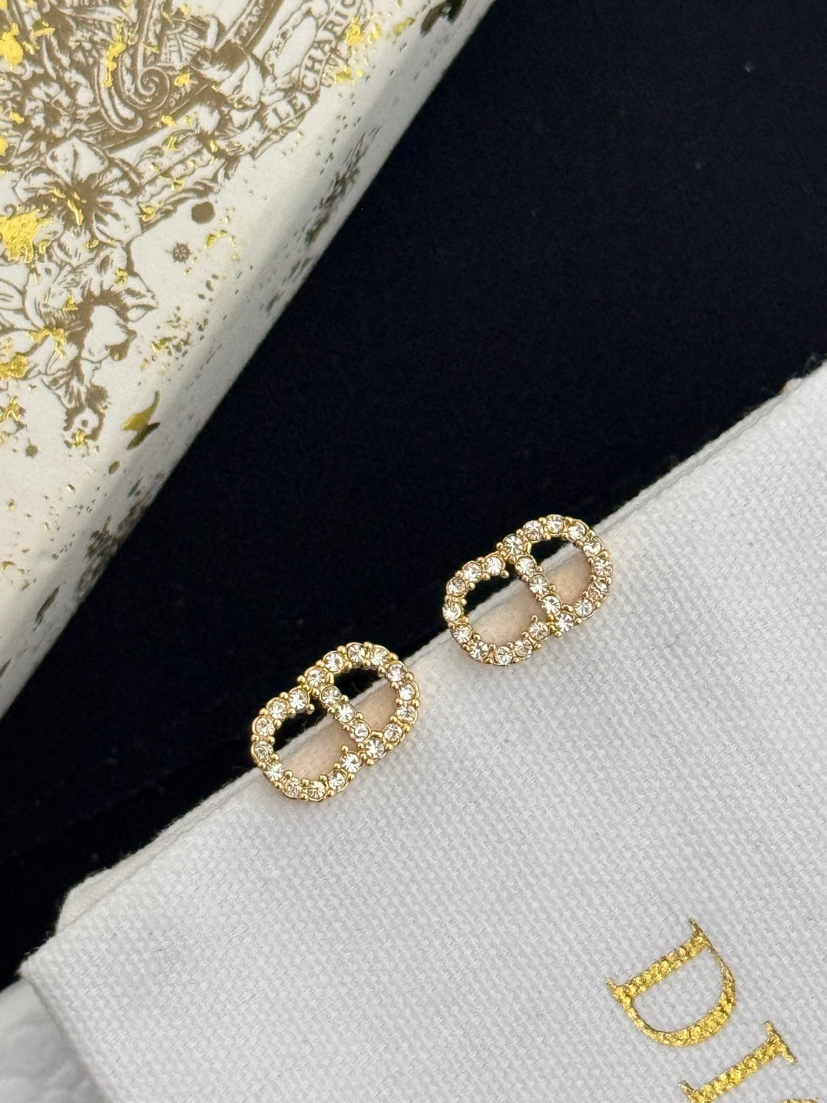gold brass Stud Earrings for women - product detail view
