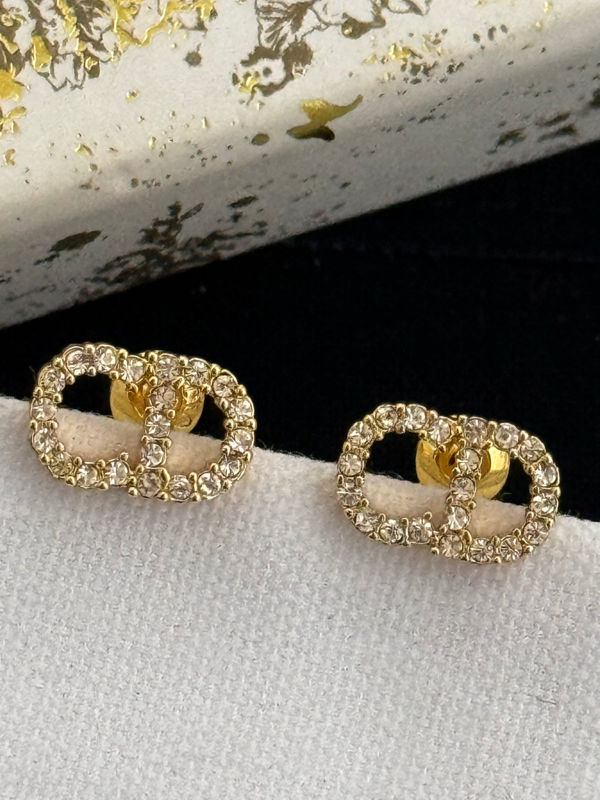 gold brass Stud Earrings for women - alternate angle view 4