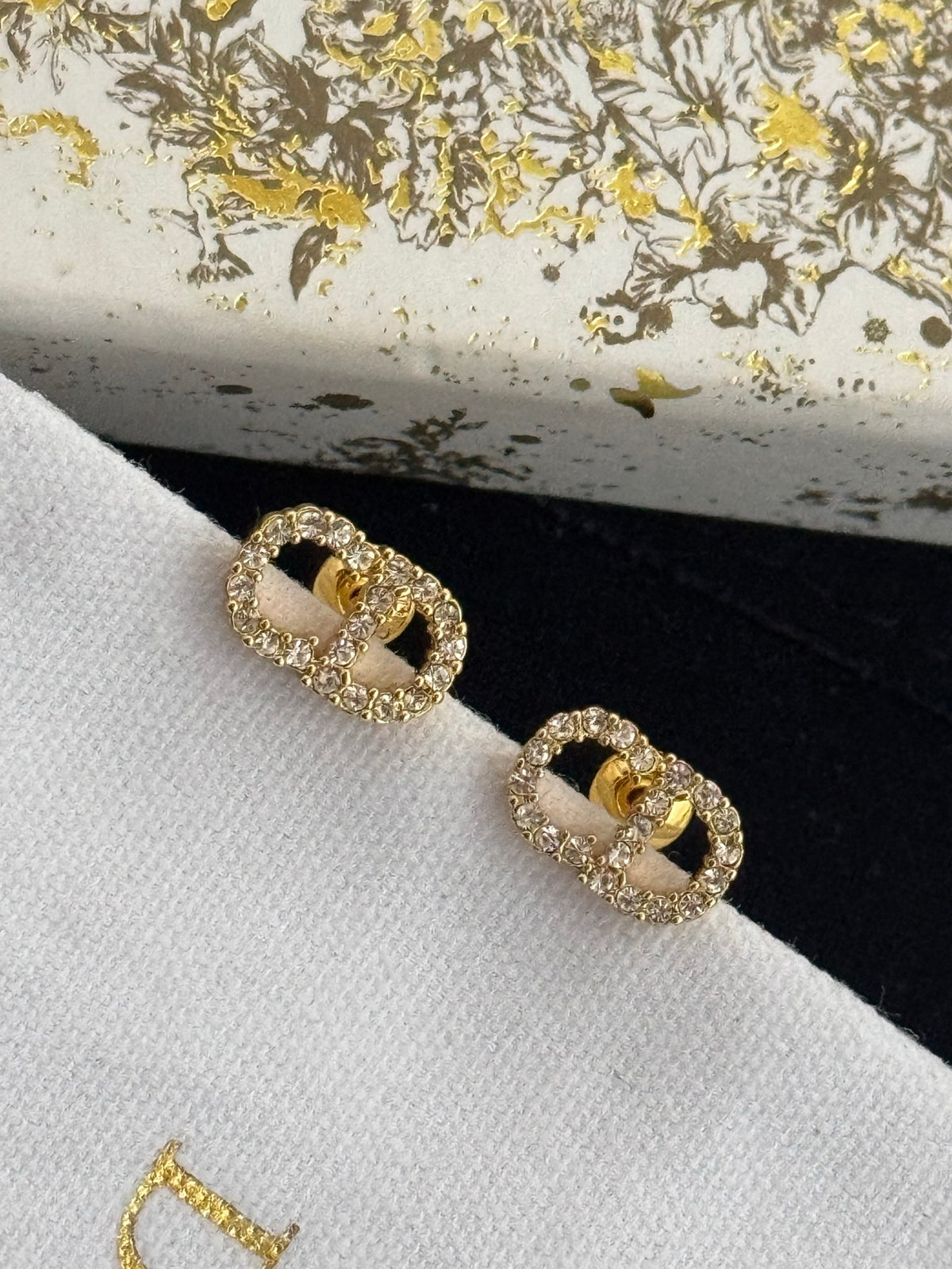 gold brass Stud Earrings for women - alternate angle view 5