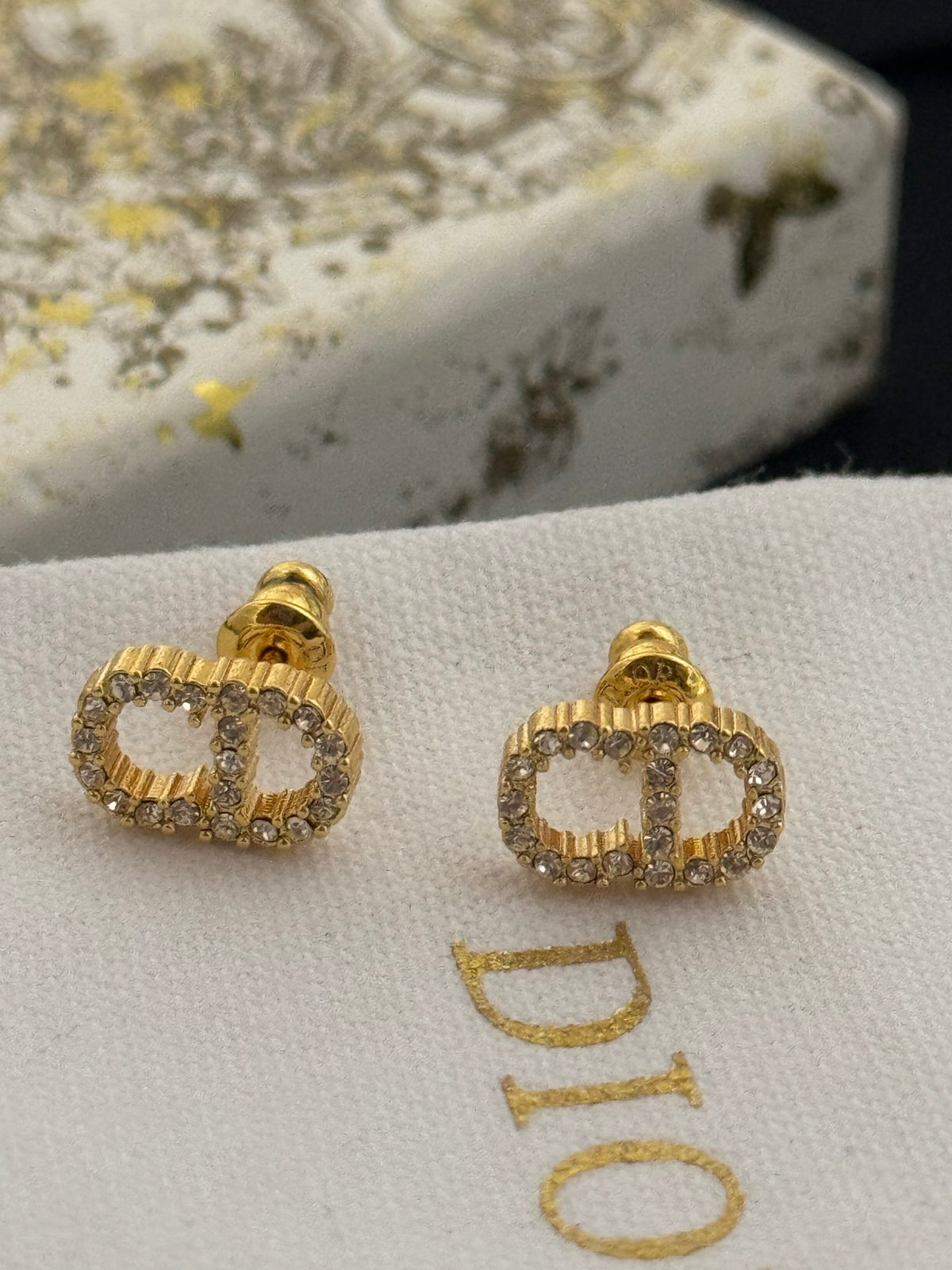 gold brass Stud Earrings for women - alternate angle view 6