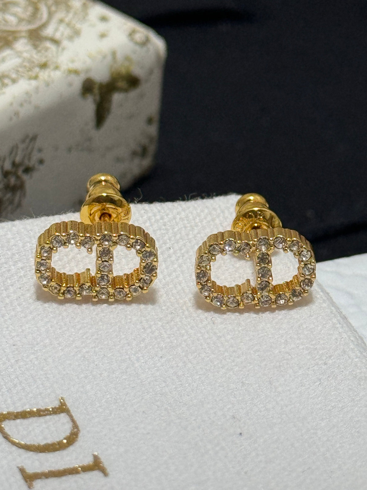 gold brass Stud Earrings for women - alternate angle view 7