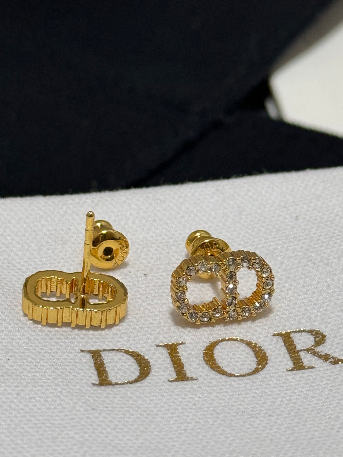 gold brass Stud Earrings for women - alternate angle view 9