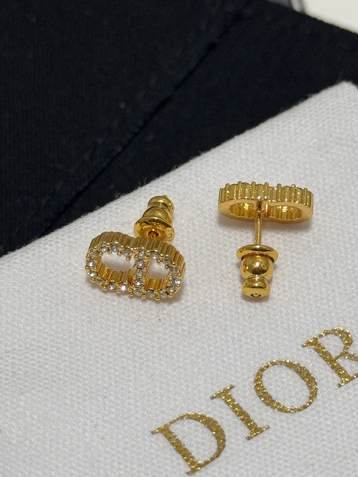 gold brass Stud Earrings for women - alternate angle view 3
