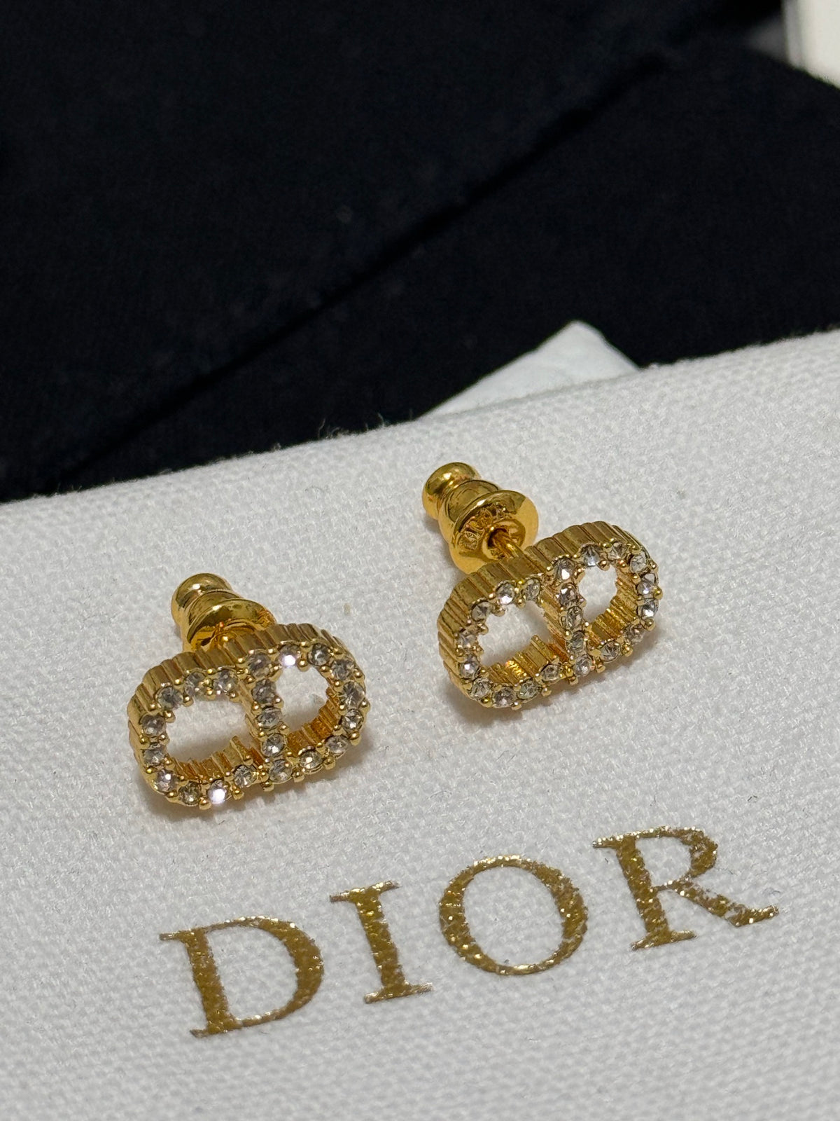 gold brass Stud Earrings for women - alternate angle view 2