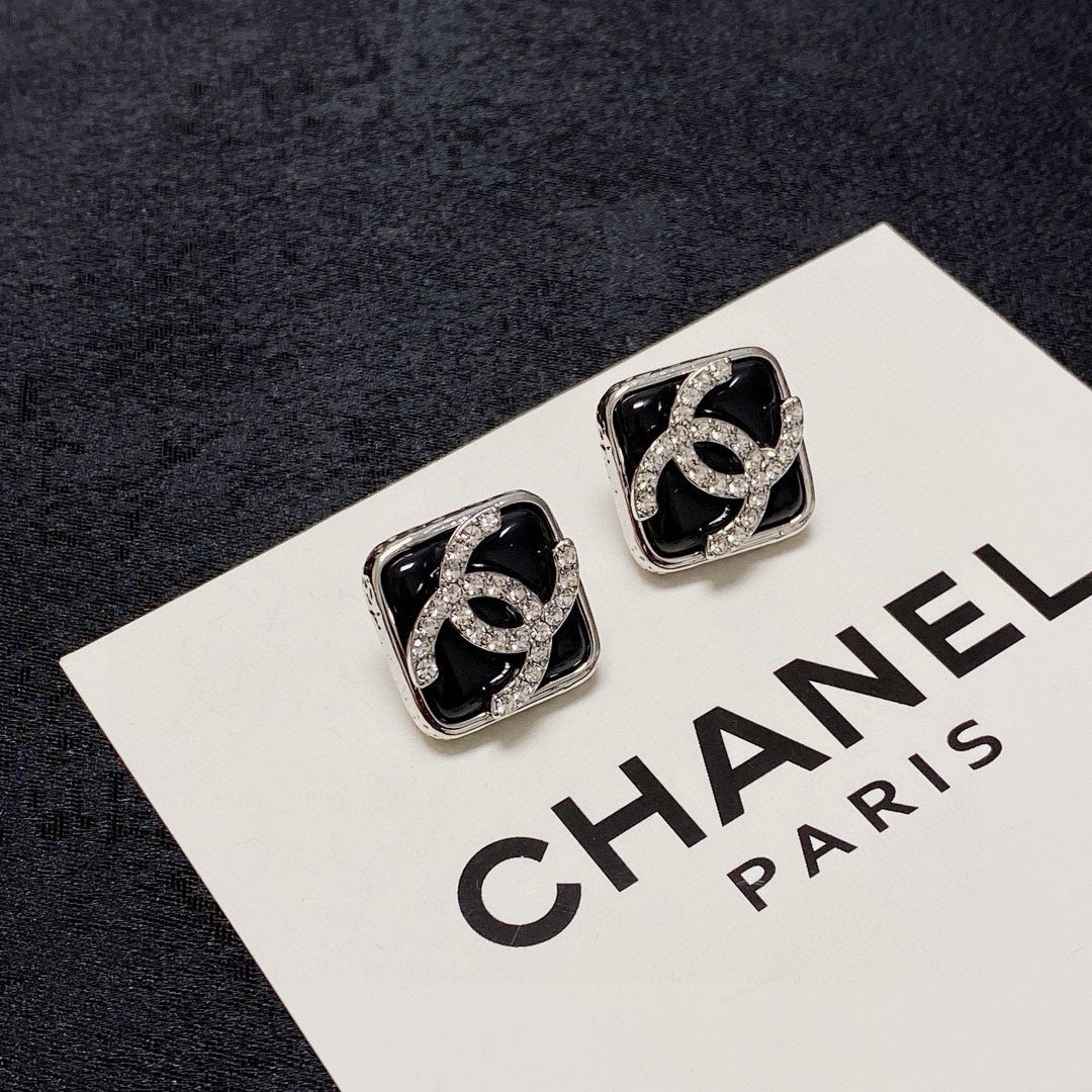 black crystal crystal inlaid Drop Earrings for women - alternate angle view 3