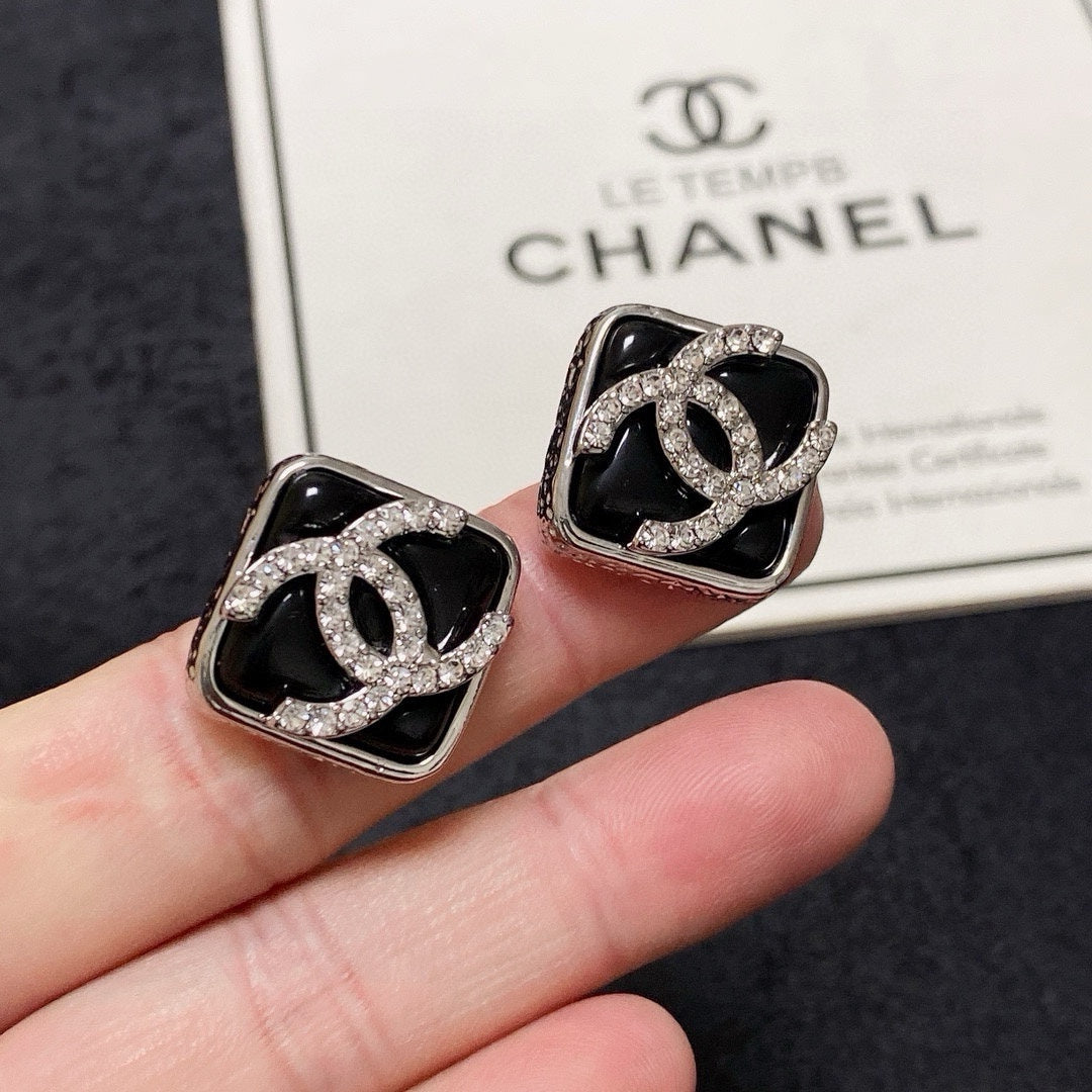 black crystal crystal inlaid Drop Earrings for women - alternate angle view 8