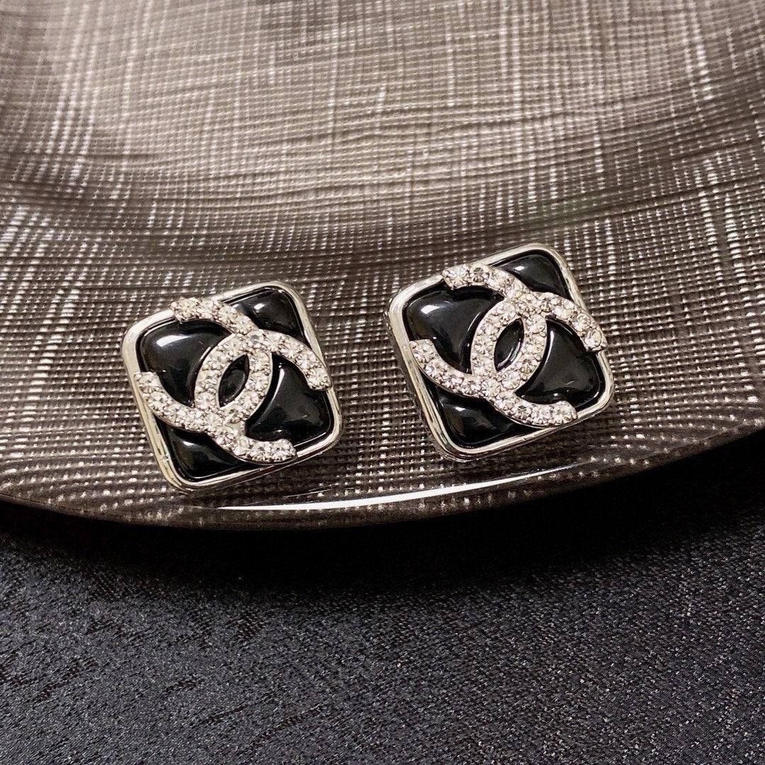 black crystal crystal inlaid Drop Earrings for women - alternate angle view 7