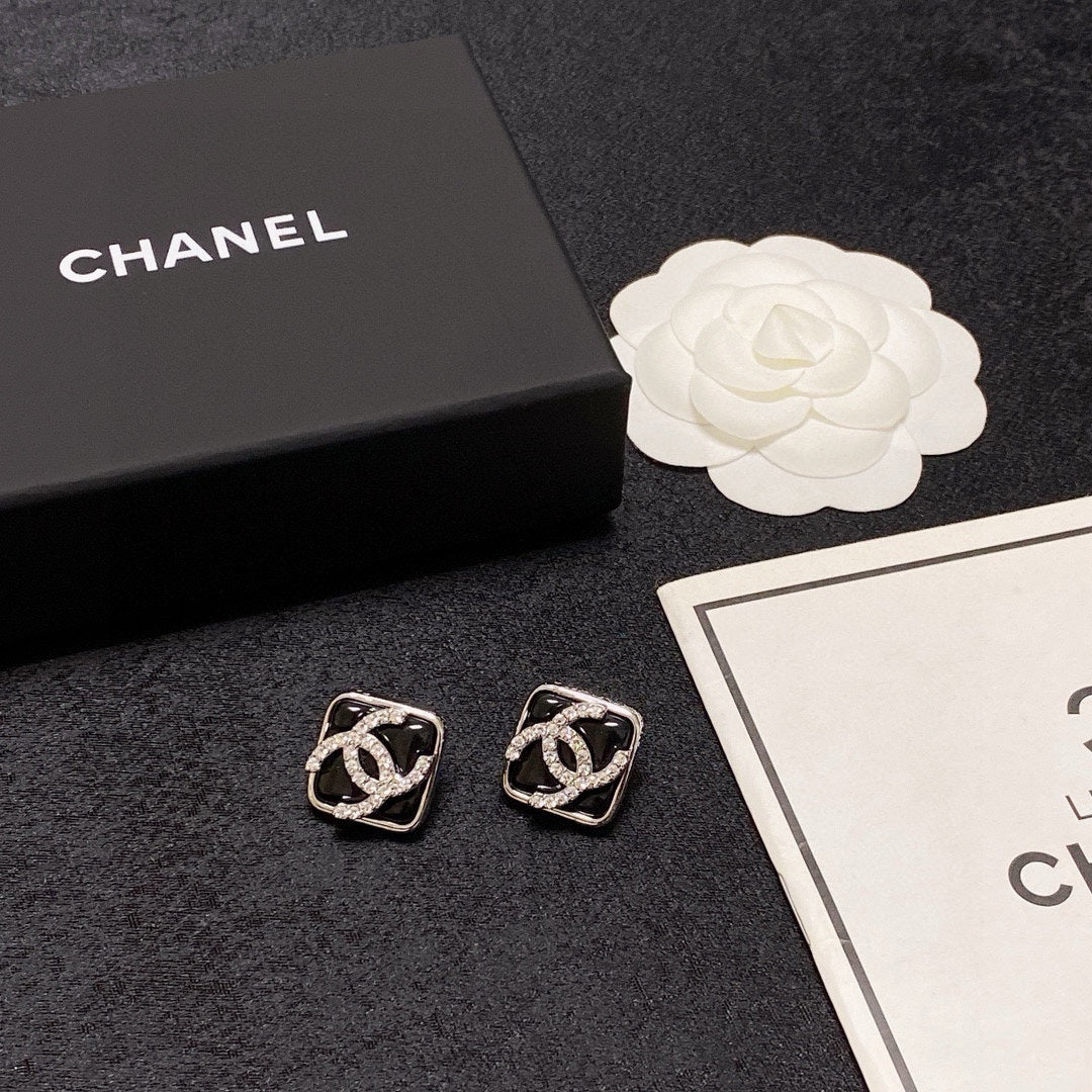 black crystal crystal inlaid Drop Earrings for women - alternate angle view 9