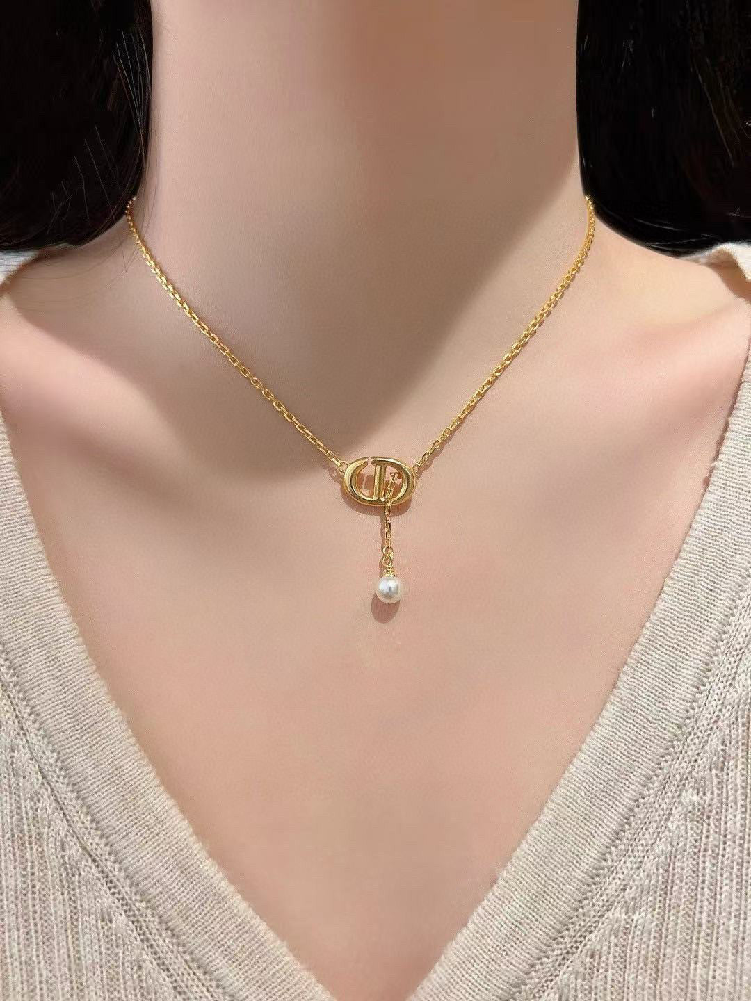 gold pearl Pendant for women - product detail view