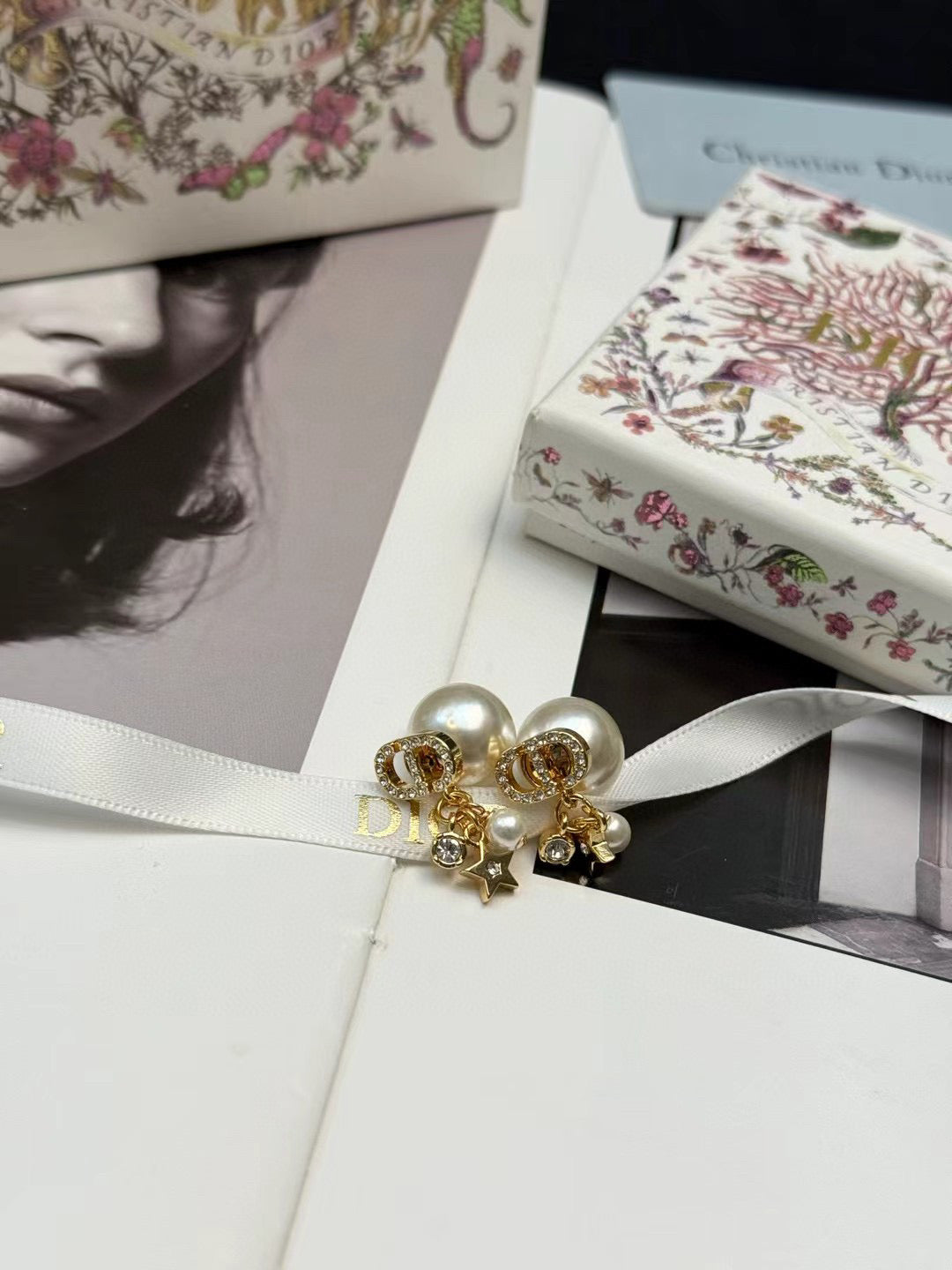 silver resin letter Drop Earrings for women - alternate angle view 2