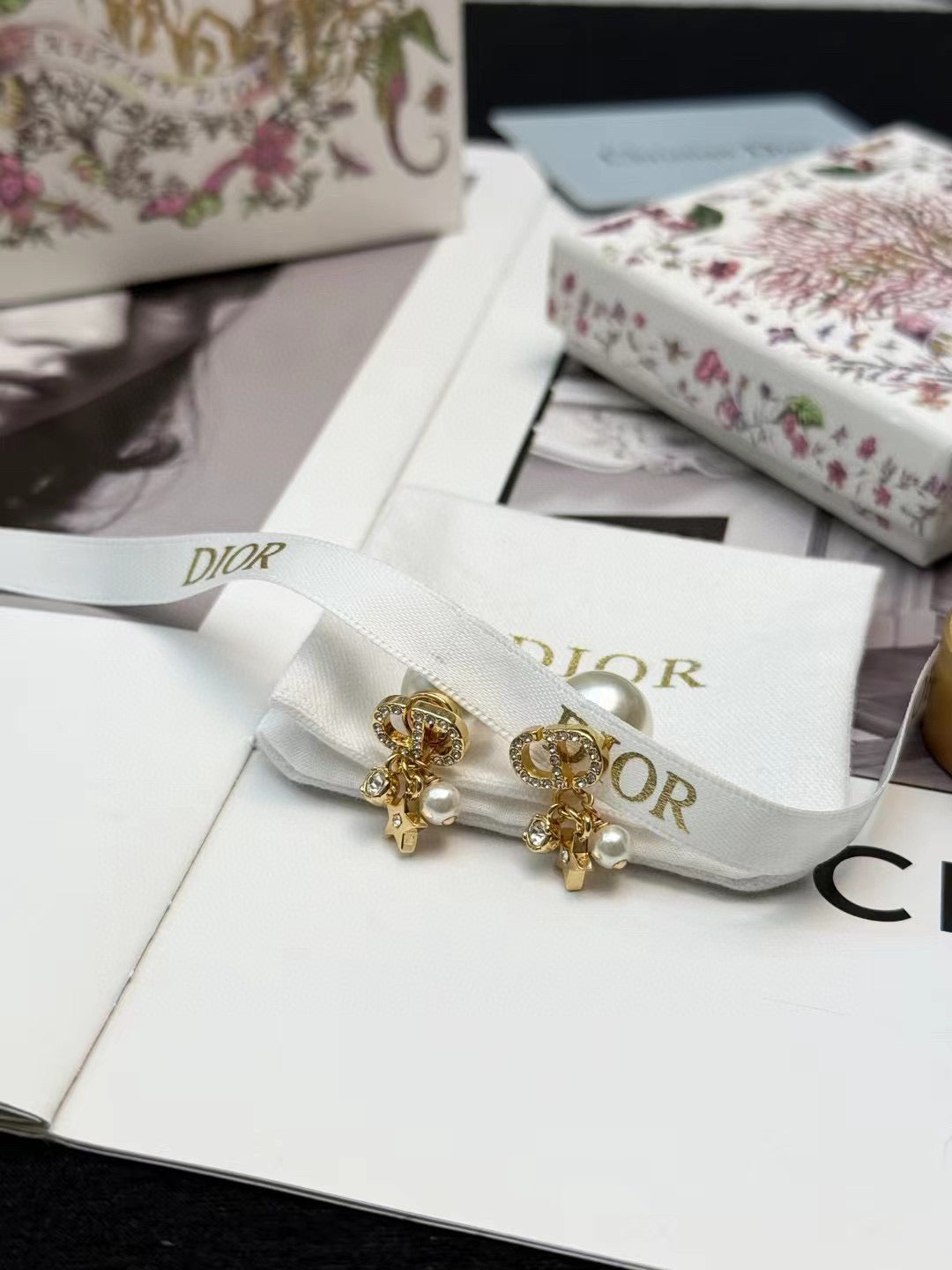 silver resin letter Drop Earrings for women - alternate angle view 3