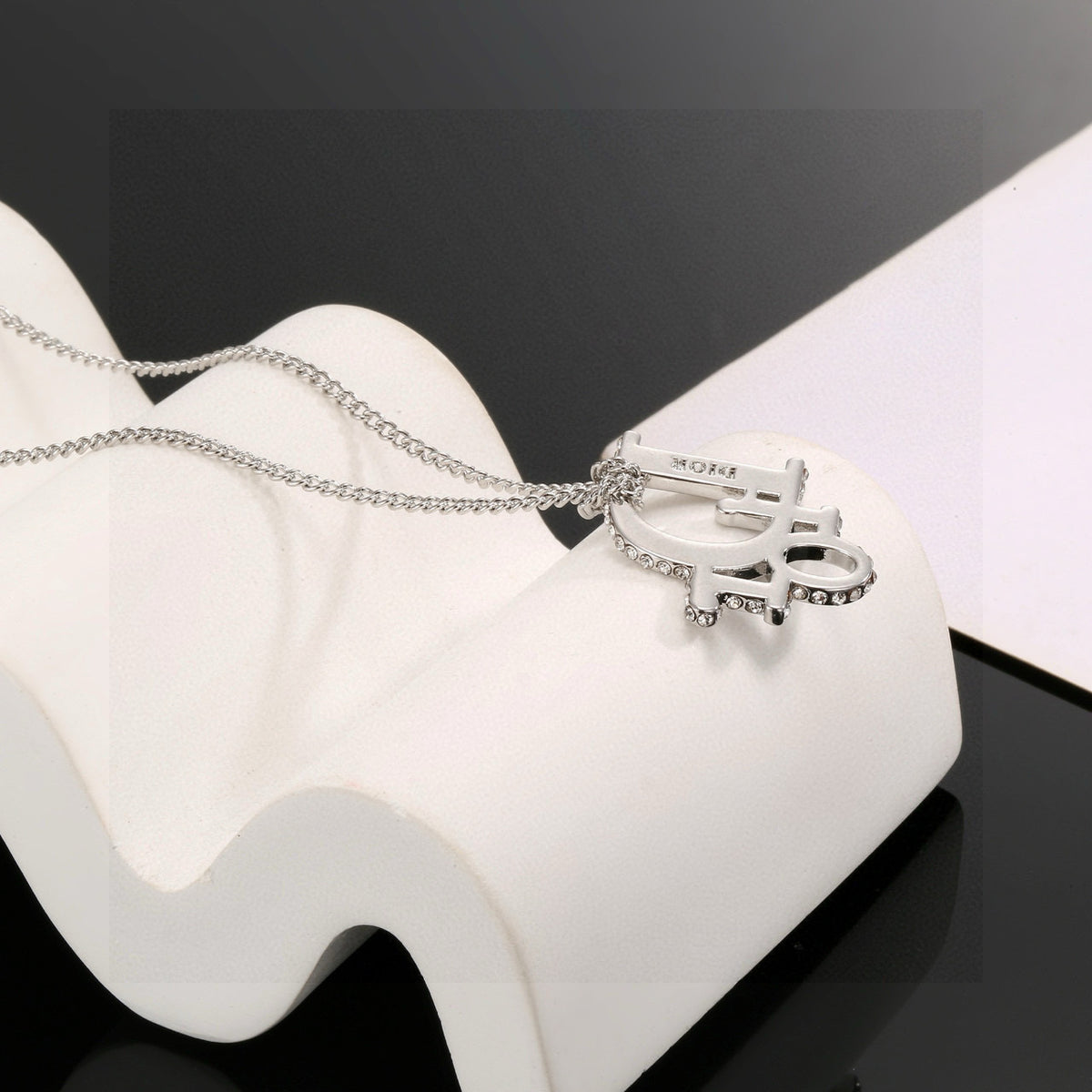 gold metal letter Necklace for women - alternate angle view 4