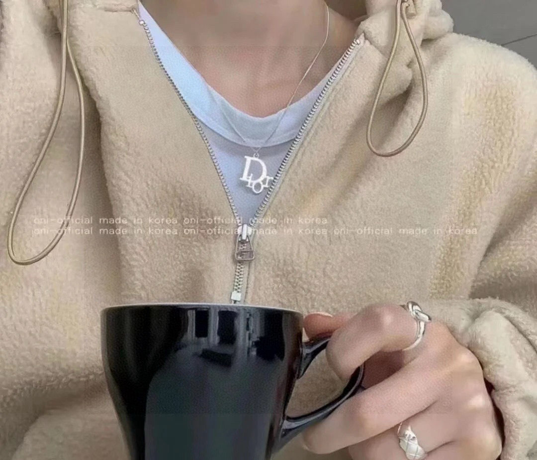 gold metal letter Necklace for women - alternate angle view 5