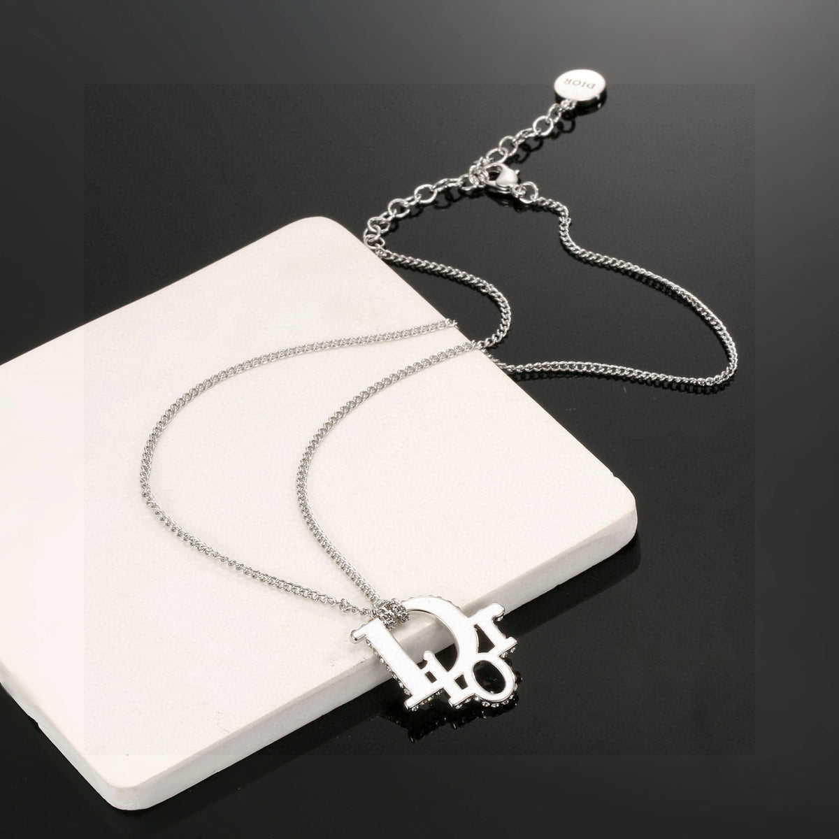 gold metal letter Necklace for women - product detail view
