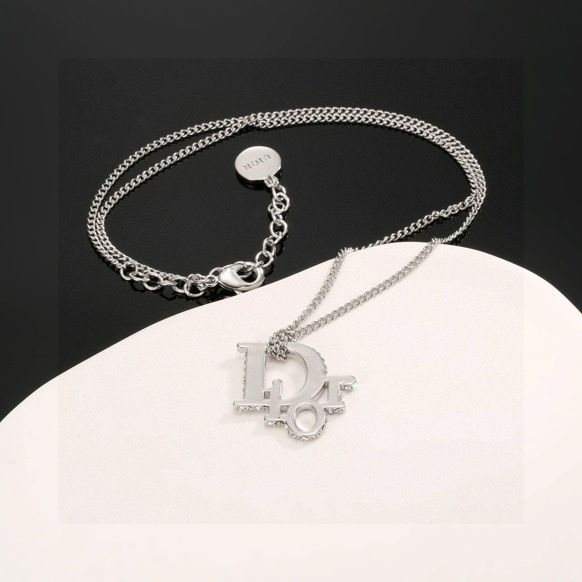 gold metal letter Necklace for women - alternate angle view 3