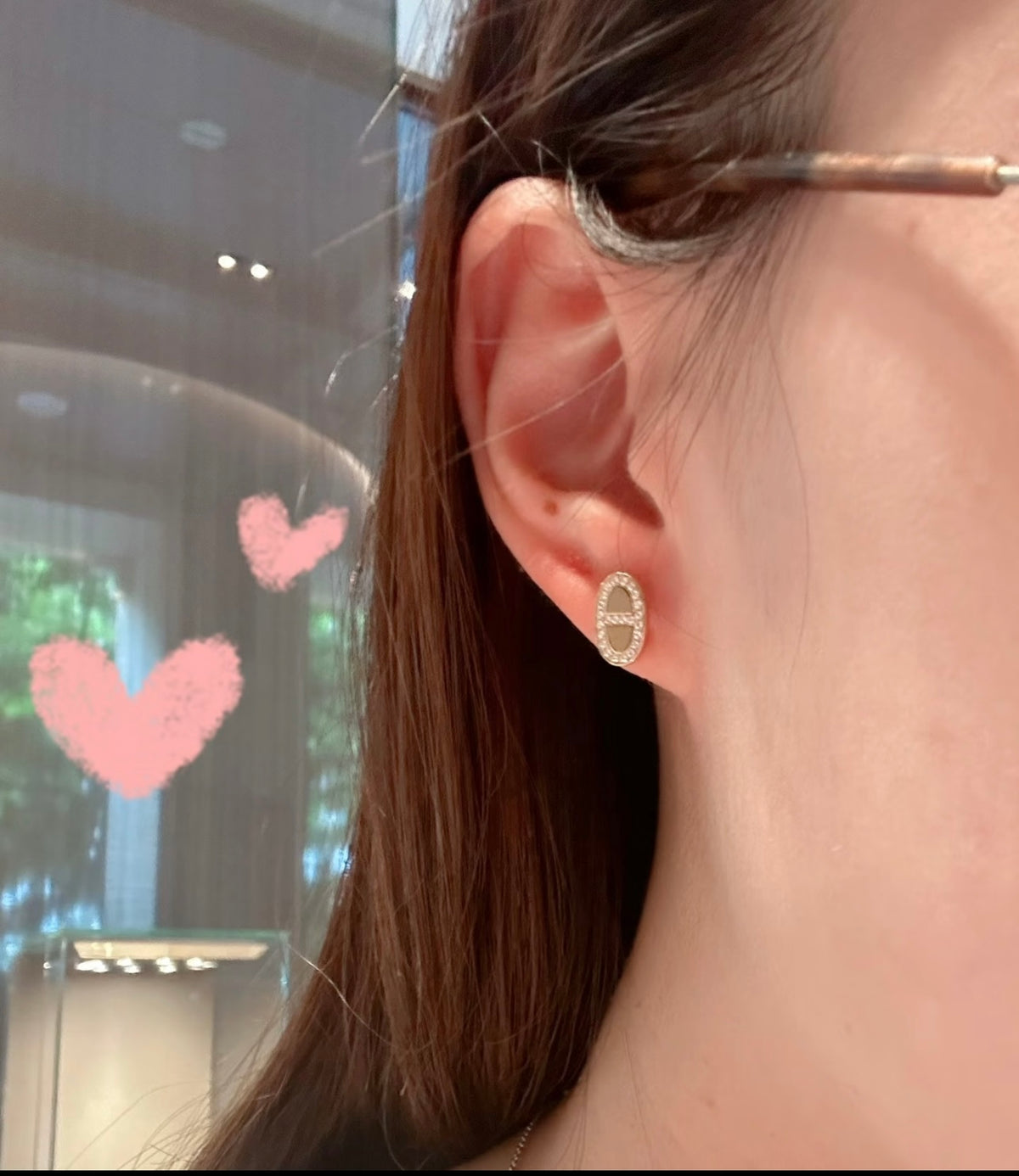 rose gold brass rose Stud Earrings for women - alternate angle view 6