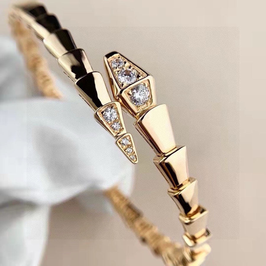 rose gold crystal rose Bangle for women - alternate angle view 2