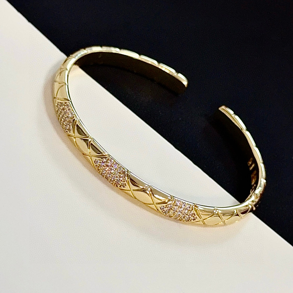 gold crystal floral Bangle for men - alternate angle view 9